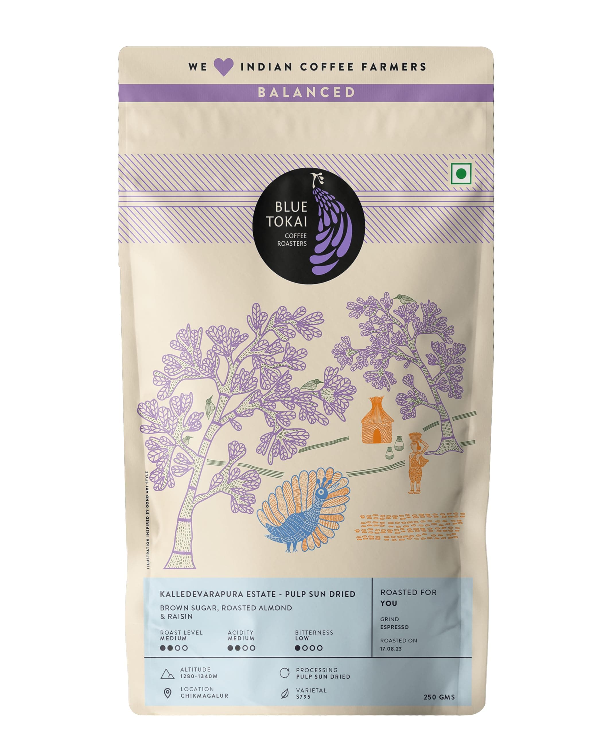 Blue Tokai Coffee Kalledevarapura Estate PSD - Medium Roast (French Press) 340 g | Made with 100% Specialty Grade Arabica Freshly Roasted Ground Coffee (18 Oz)