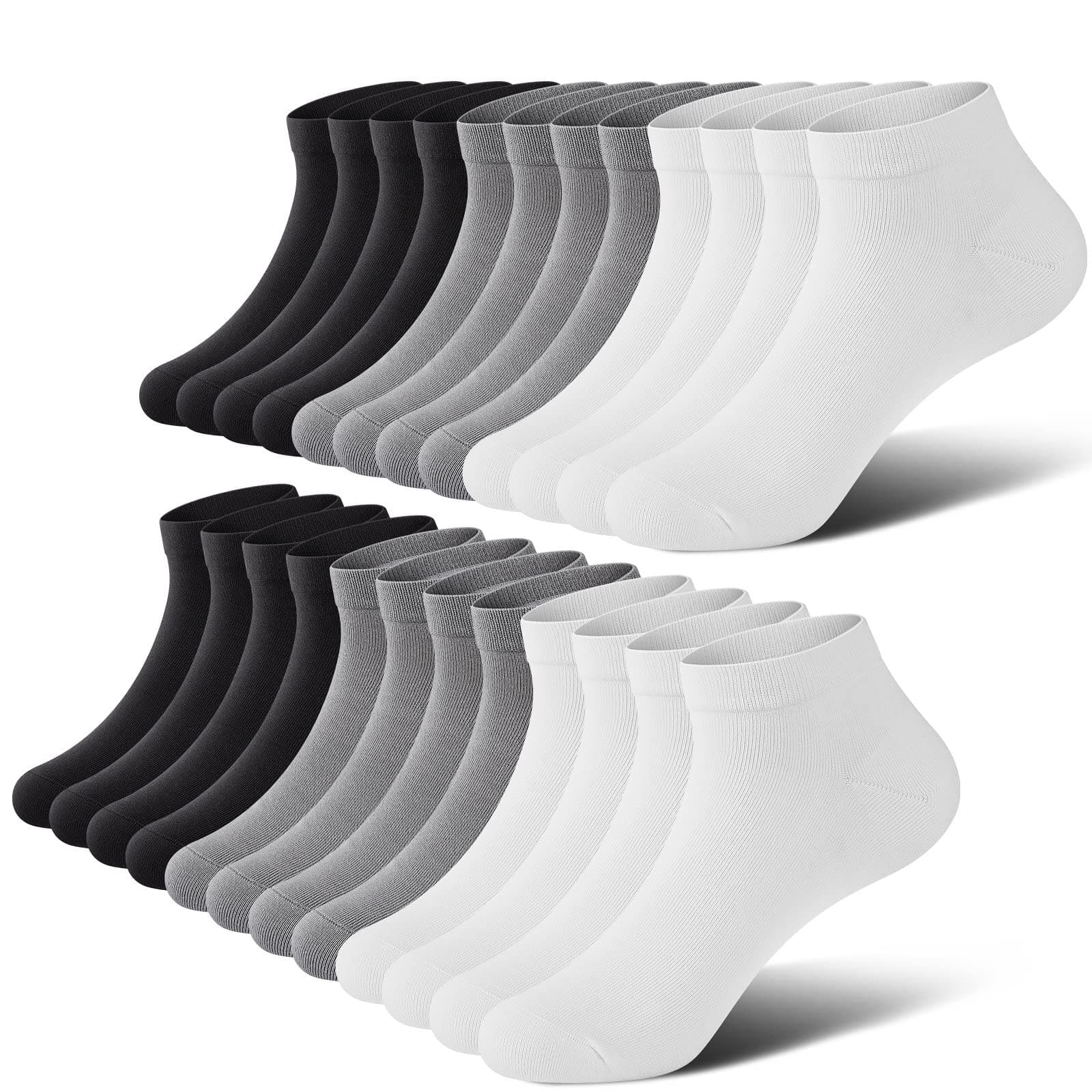 wernies No Show Socks Men, Low Cut Ankle Short Casual Cotton Socks with Non Slip Grips 6-10/11-13