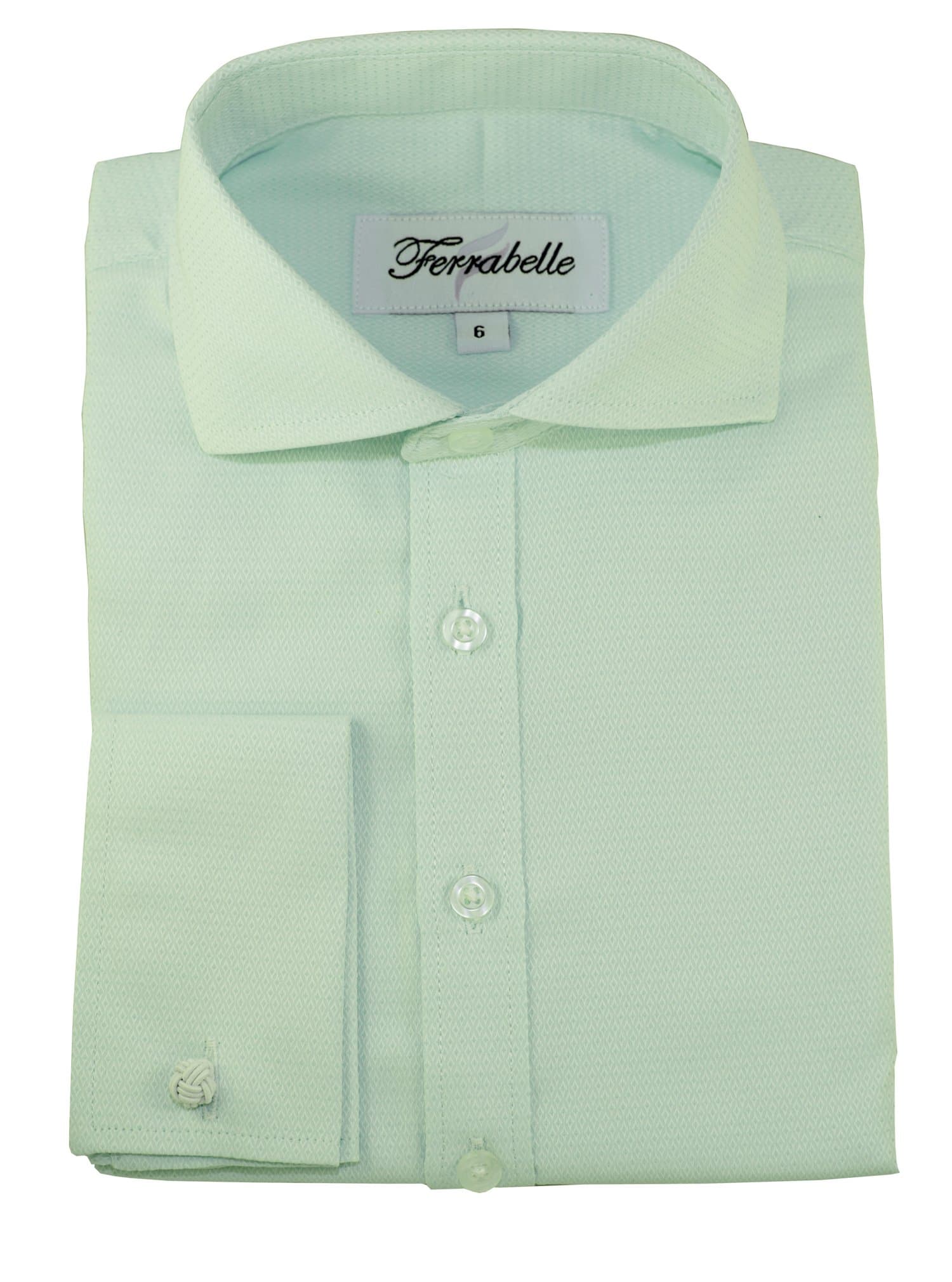 Ferrabelle Boys Shirts for Suit Formal Dress Button Down Long Sleeve with French Cuff and Cufflinks (6, Mint)