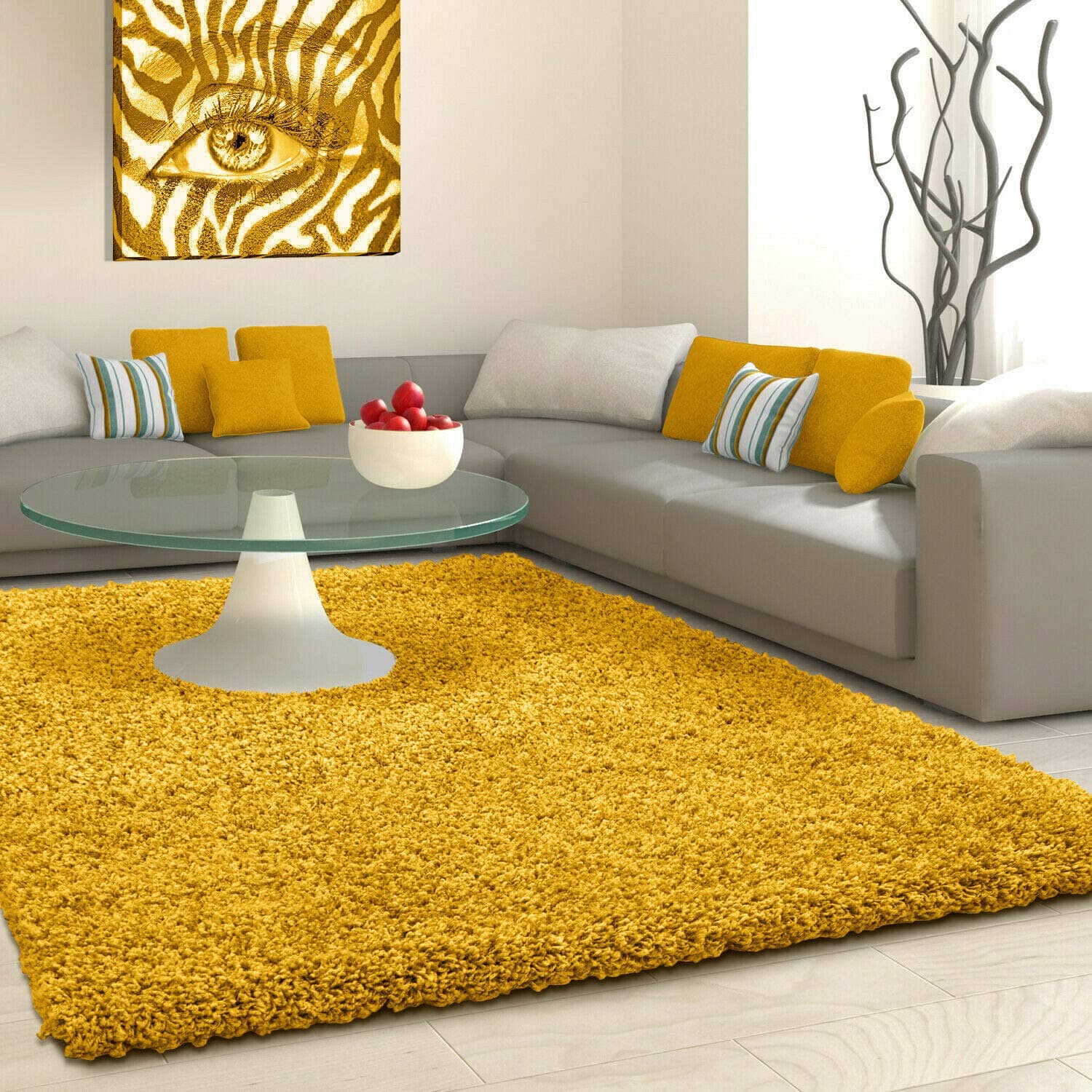 viceroy bedding SHAGGY Rug Rugs Living Room Large Soft Touch 5cm Thick Pile Modern Bedroom Living Room Area Rugs Non Shed (Ochre Mustard Yellow, 160cm x 230cm (5.5ft x 7.5ft))