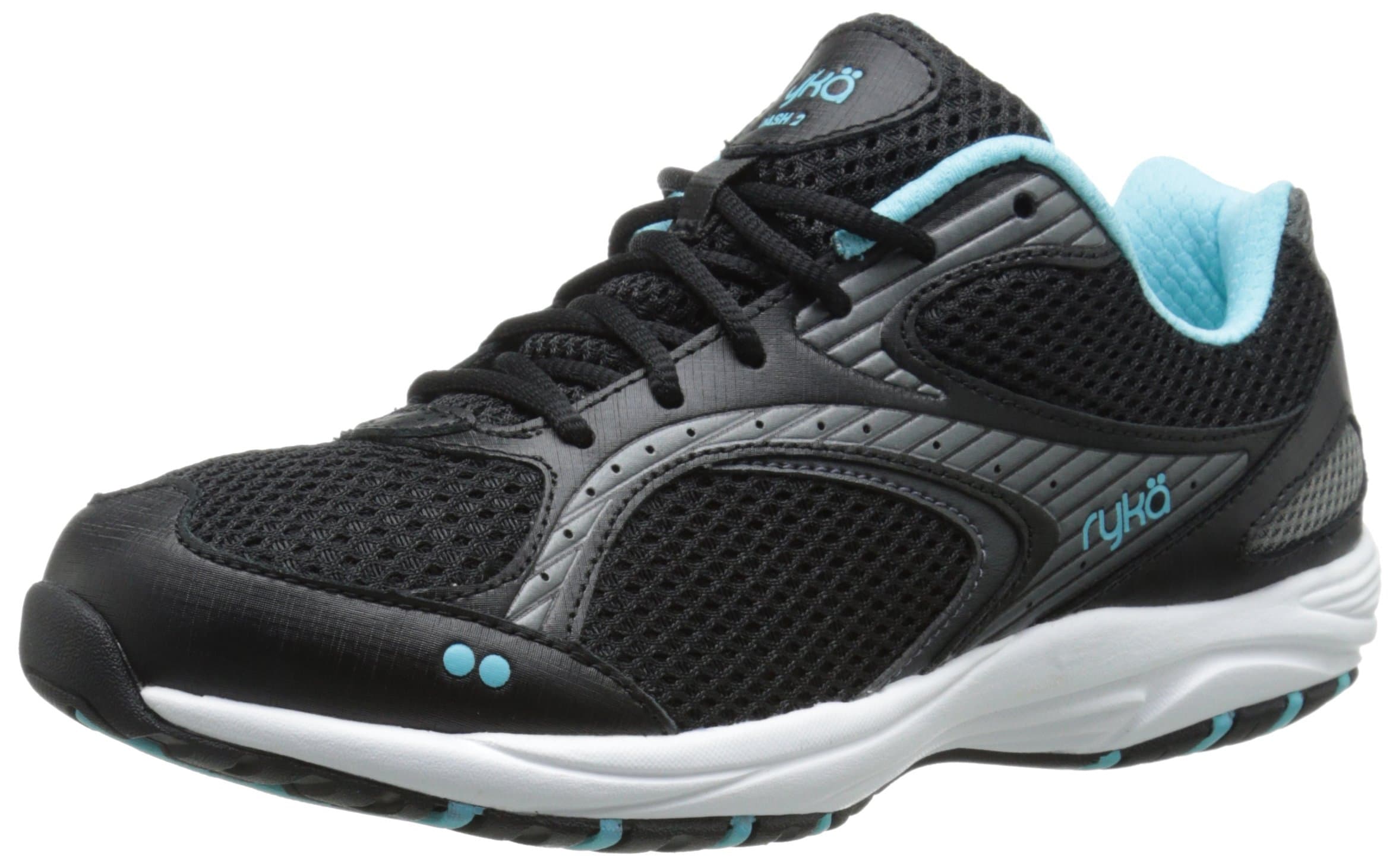 Ryka Women's Dash 2 Walking Shoe, Black/Metallic Iron Grey/Winter Blue/White, 5.5 M US