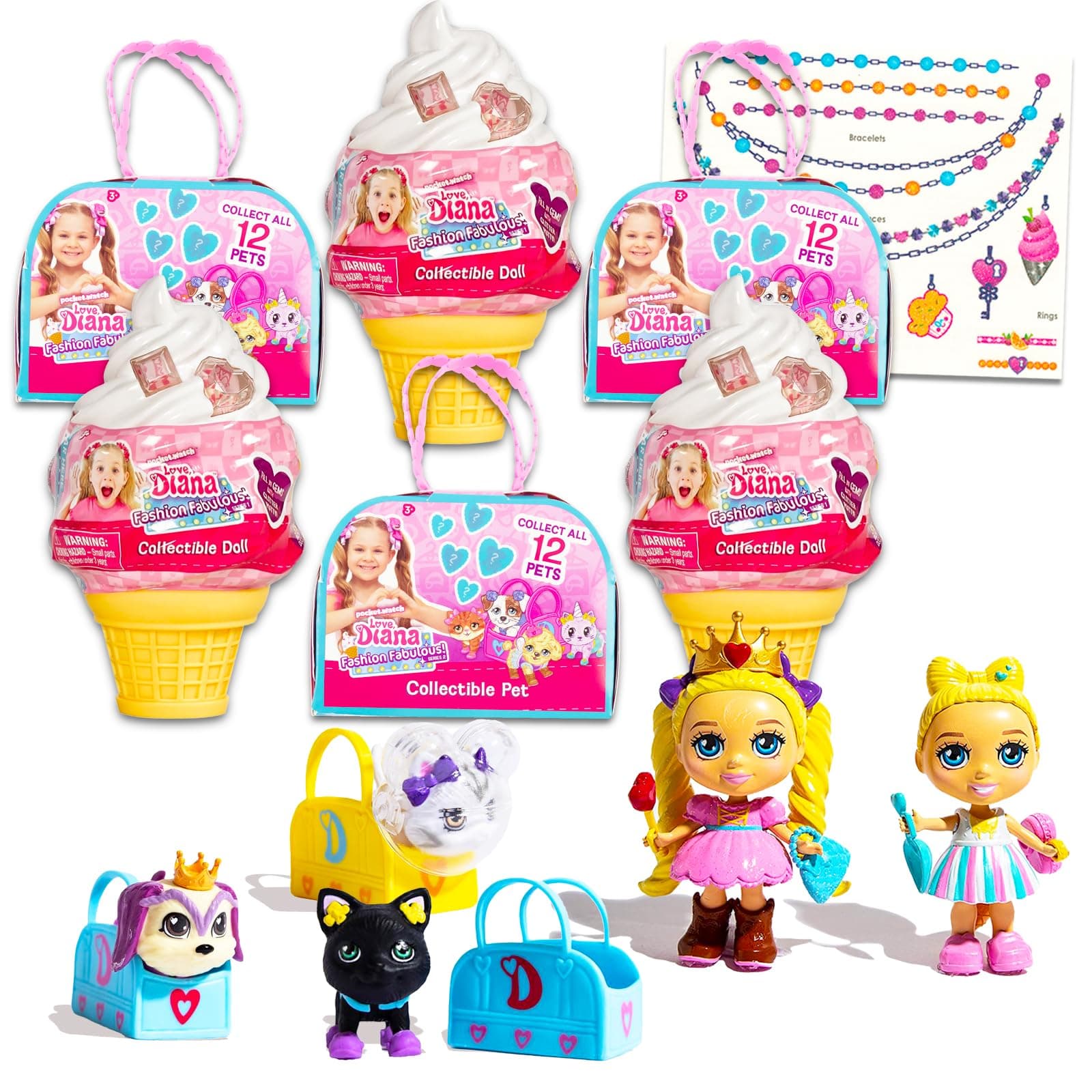 Love Diana Blind Bag Party Favors - 6 Pk Bundle with Love Diana Fashion Fabulous Mystery Mini Toys with Tattoos | Love Diana Toys for Girls, Love Diana Ice Cream Cone Toy