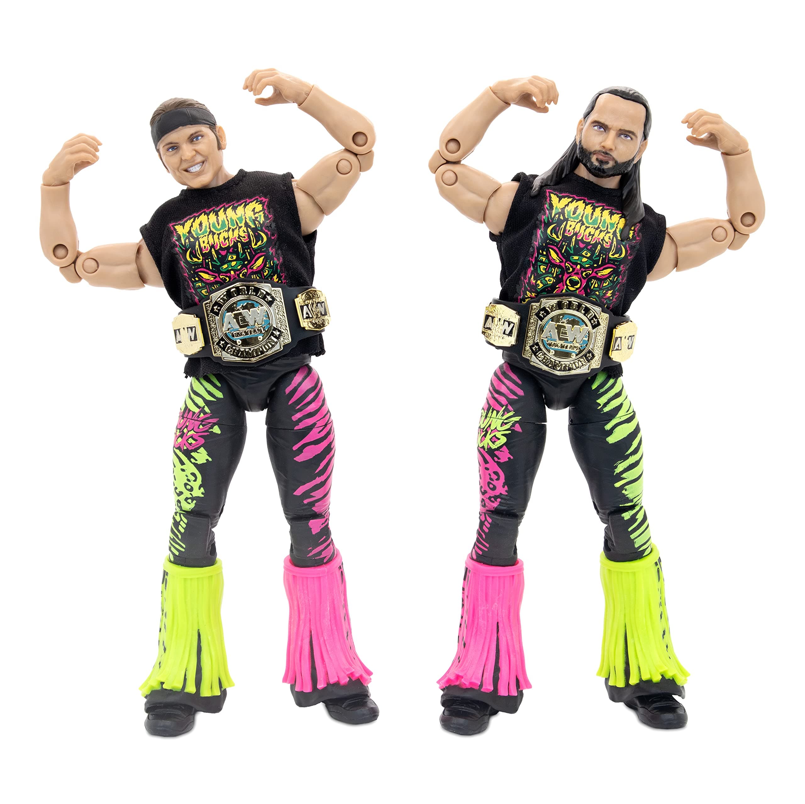 All Elite Wrestling UNRIVALED 2 Pack - The Young Bucks - 6-Inch Matt Jackson and Nick Jackson Figures with Accessories, Multi - Amazon Exclusive