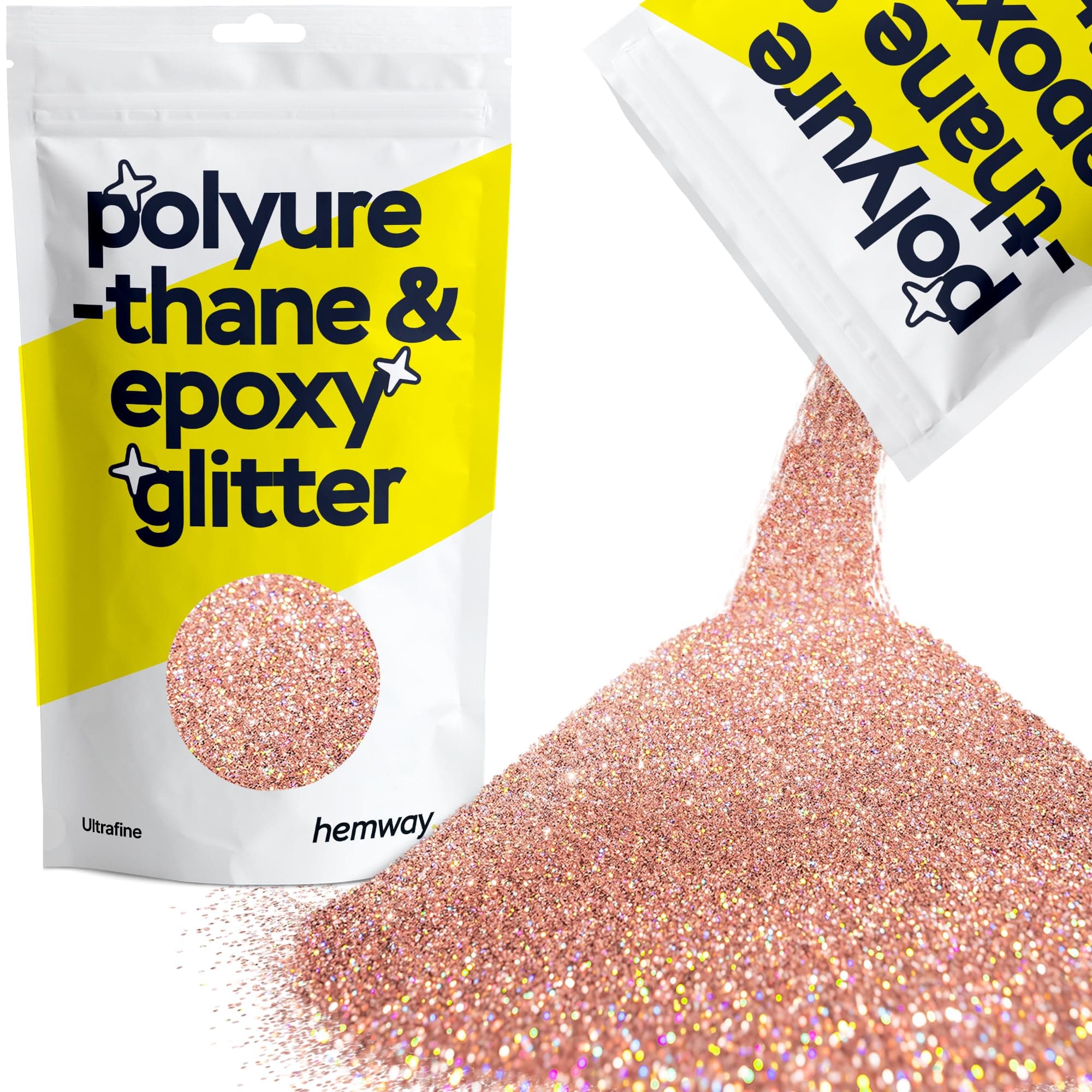 Hemway Resin Glitter Rose Gold Holographic 100g Ultrafine | Polyurethane & Epoxy Glitter for Resin Crafts, Tumblers, Coasters, Floor & Table Art