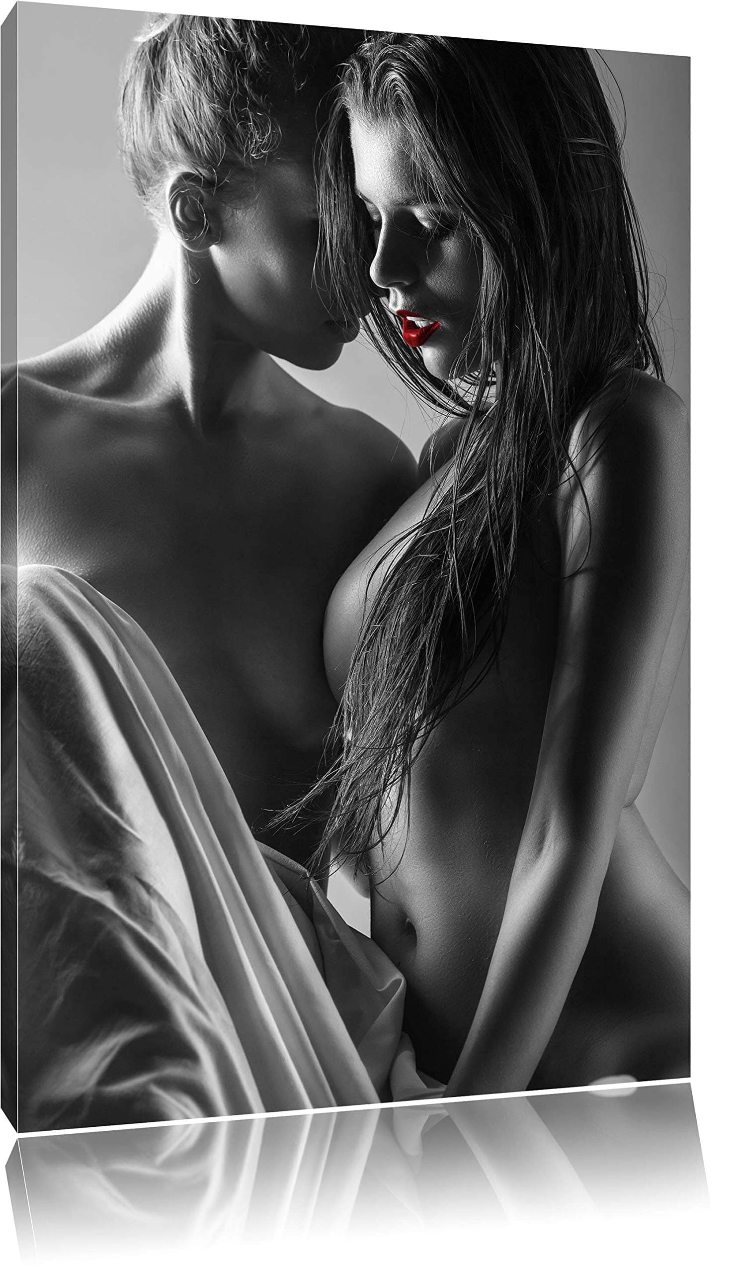 Pixxprint Sexy Girls Love black/white Size: 60x40 on canvas,huge Pictures completely framed with stretcher, art print on mural with frame