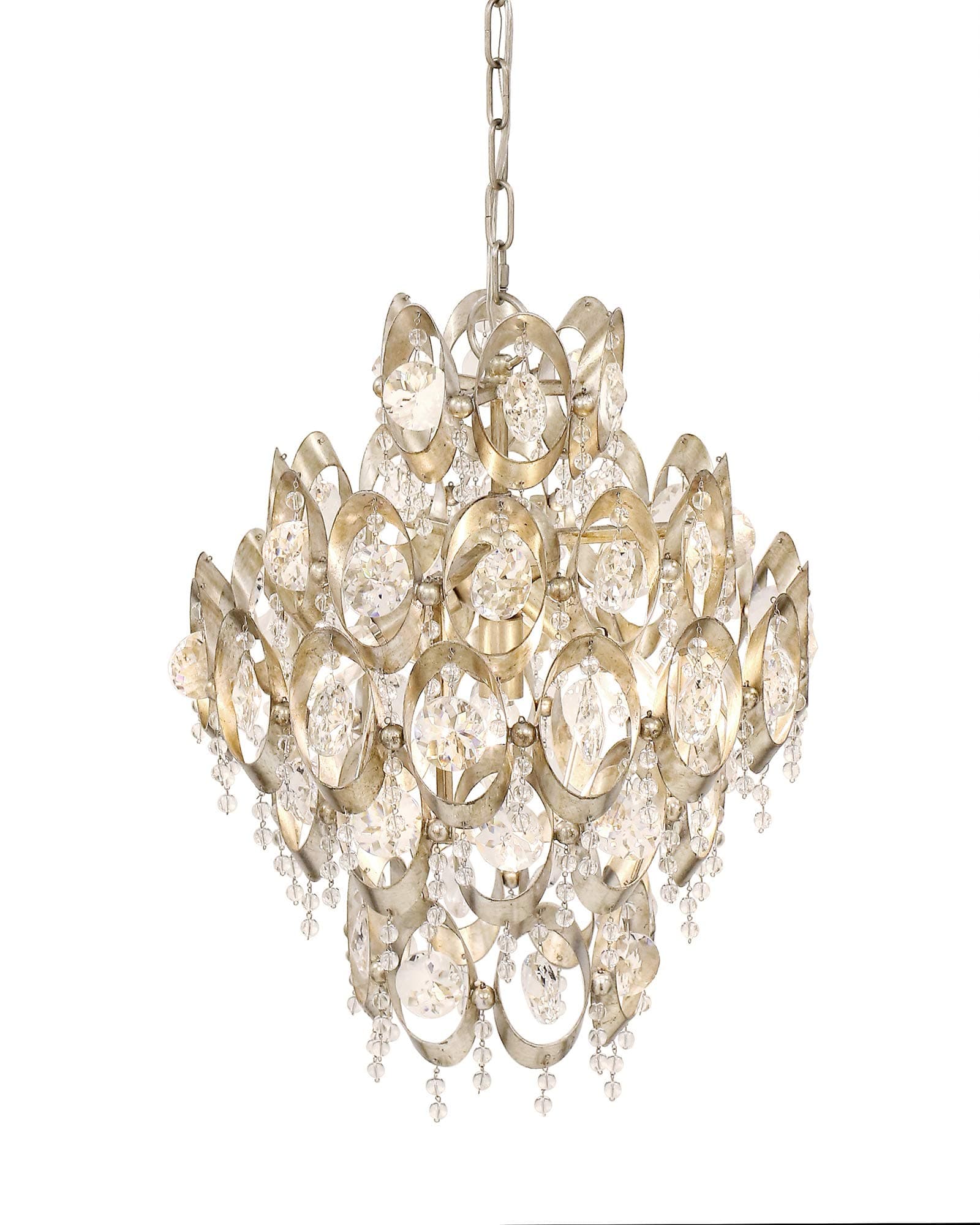 ZOLA 4 LIGHT CRYSTAL SILVER LEAF PENDANT CHANDELIER