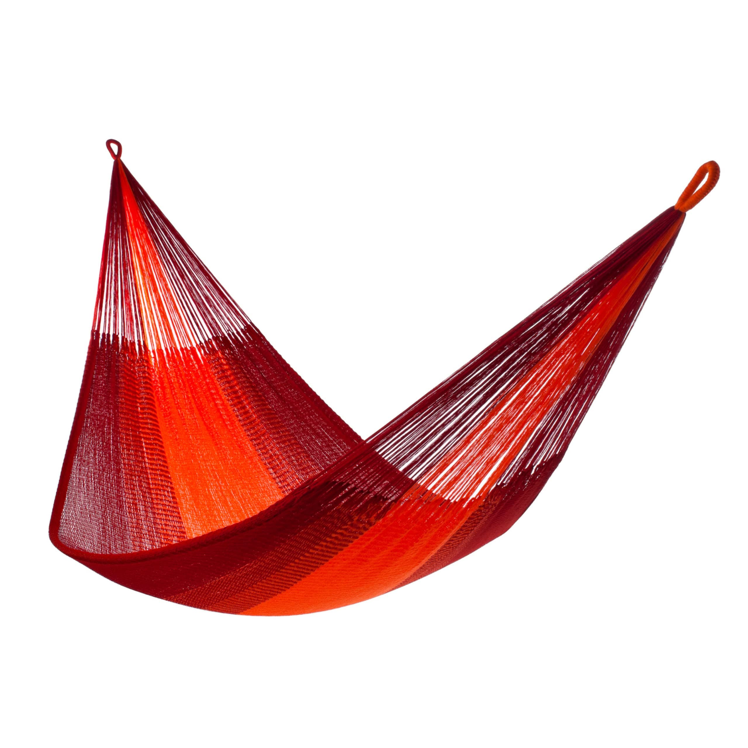 Handwoven Hammock by Yellow Leaf Hammocks - Family Size, Fits 2+ PPL, 550lb max - Weathersafe, Super Strong, Easy to Hang, Ultra Soft, Artisan Made - Color: Red - Orange