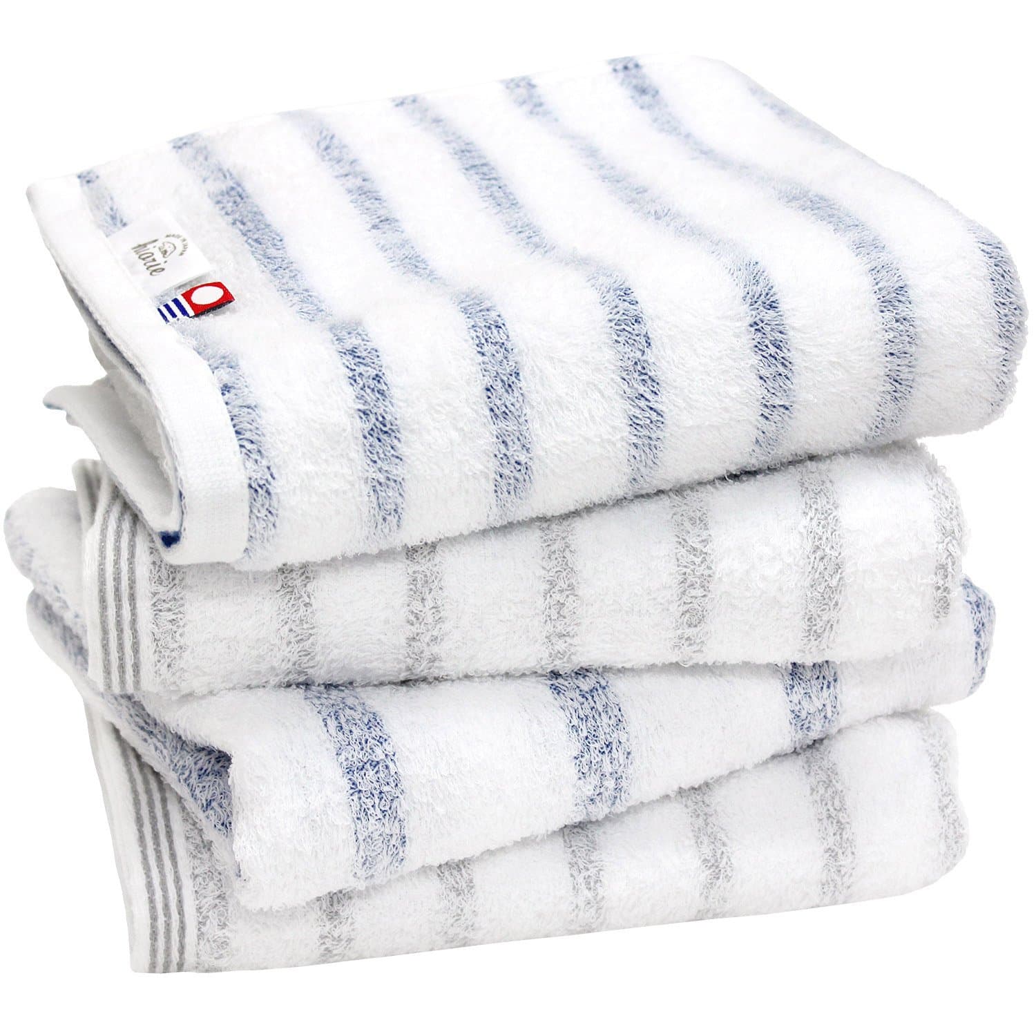 hiorie (Hiorie) Imabari towel border face towel four sets mist (mist) gray + blue Imabari towel certification
