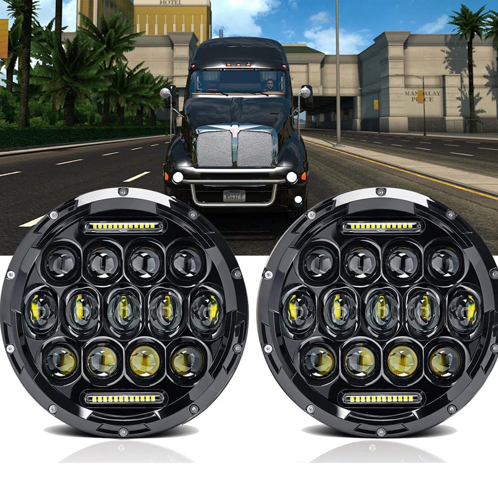 7 Inch LED Headlights Round Sealed Beam with High/Low Beam/DRL Lamp Halo 7500LM 6000K Super Bright White For TOYOTA LAND CRUISER FJ40 FJ45 FJ50 FJ55 FJ60 FJ62 FJ70