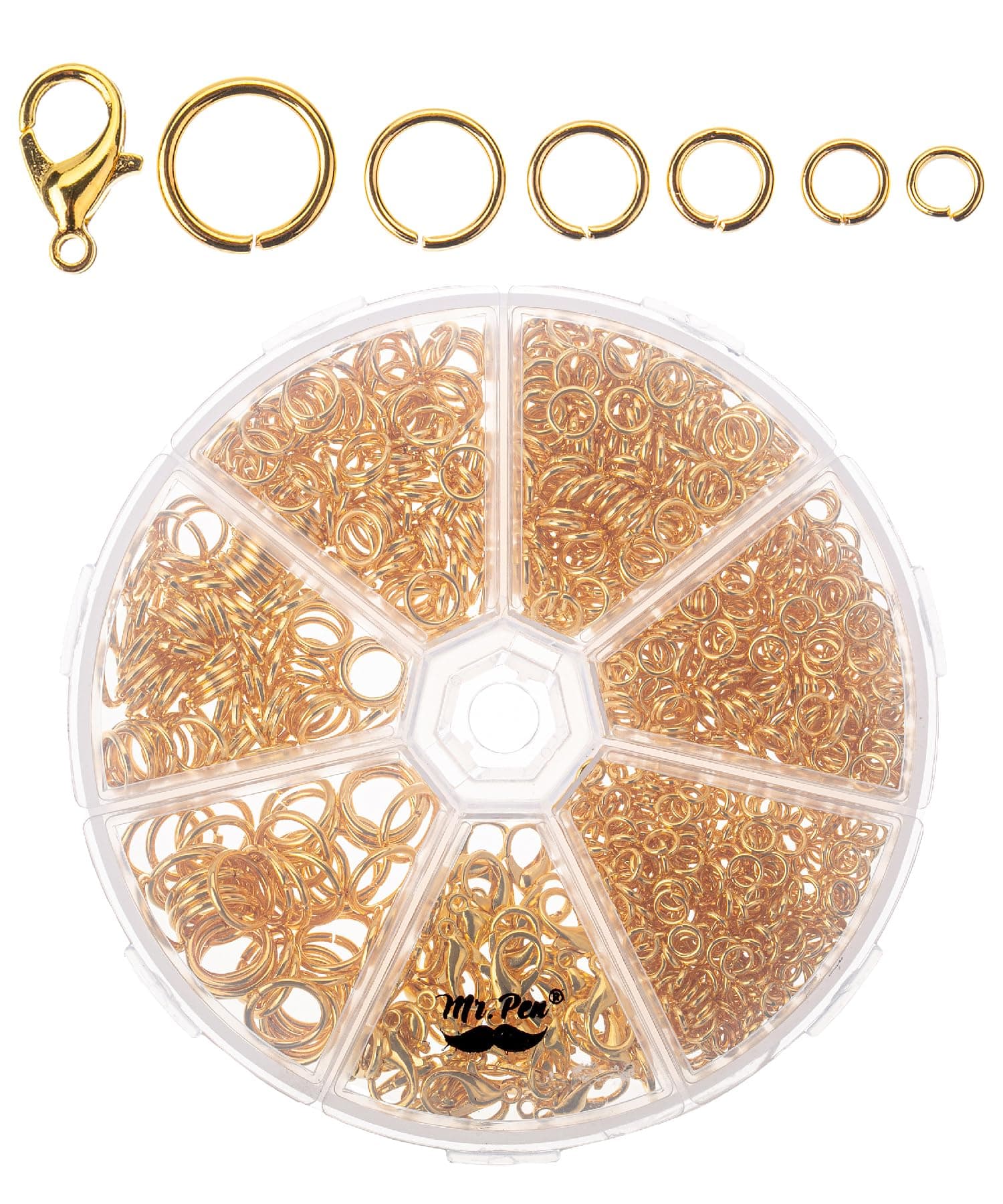 Mr. Pen- Open Jump Rings and Lobster Clasps, 1014 pcs, 6 Sizes, Gold, Open Jump Rings for Jewelry Making, Jump Rings and Lobster Clasps, Jewelry Jump Rings, O Rings for Jewelry Making