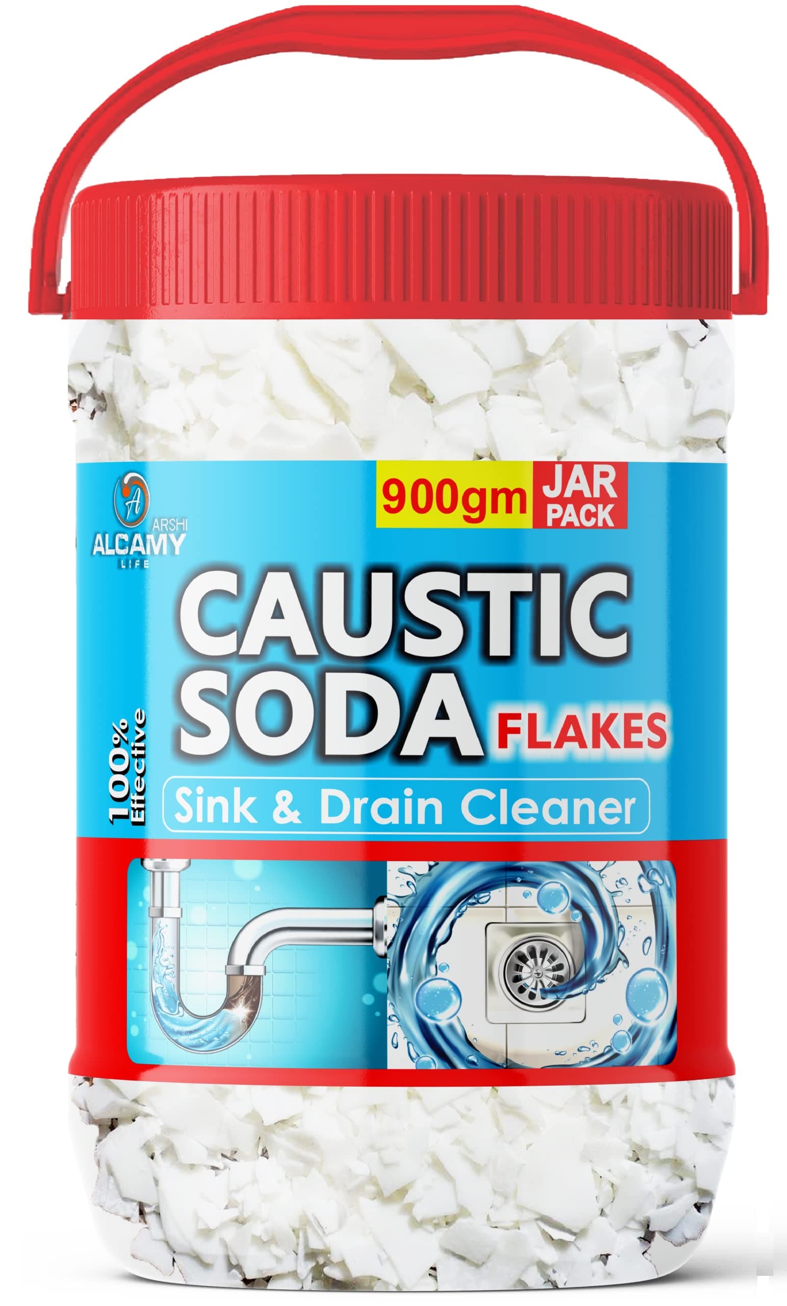 AAAL Caustic Soda Flakes 900 GM |For Soap Making, Drain Cleaning, Chimney Cleaner & Drain Cleaner | Soap Making Flakes | 900 GM