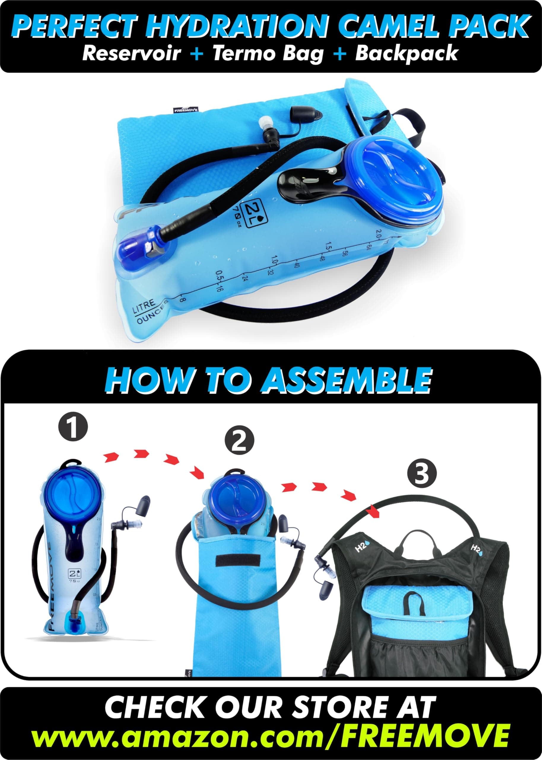 FREEMOVE 2L Sky Blue Insulated Thermo Cooler Bag