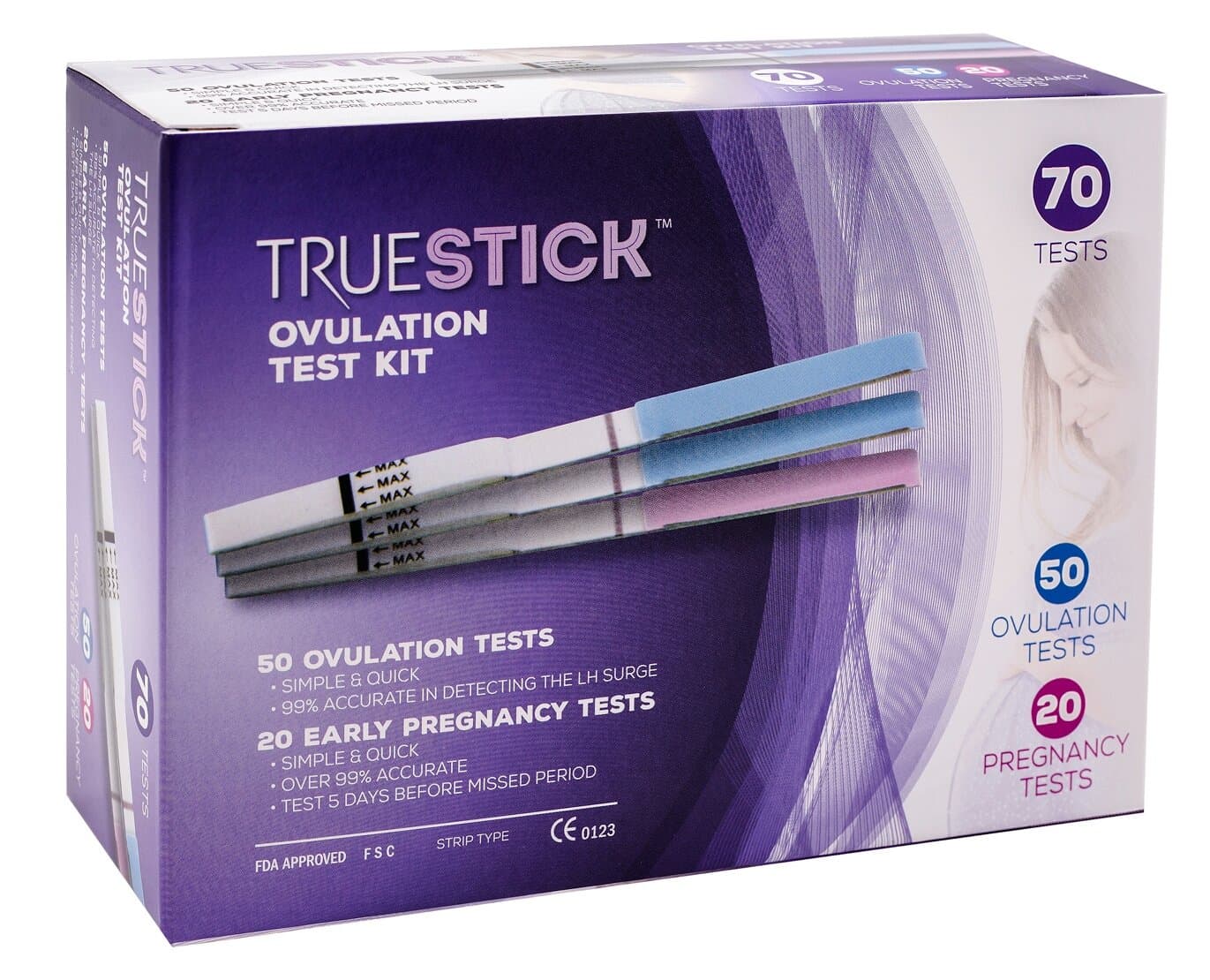 Ovulation & Pregnancy Test, Fertility Test Combo, 50 Ovulation & 20 Pregnancy Strips, Early Detection & 99.9% Accurate, by TrueStick