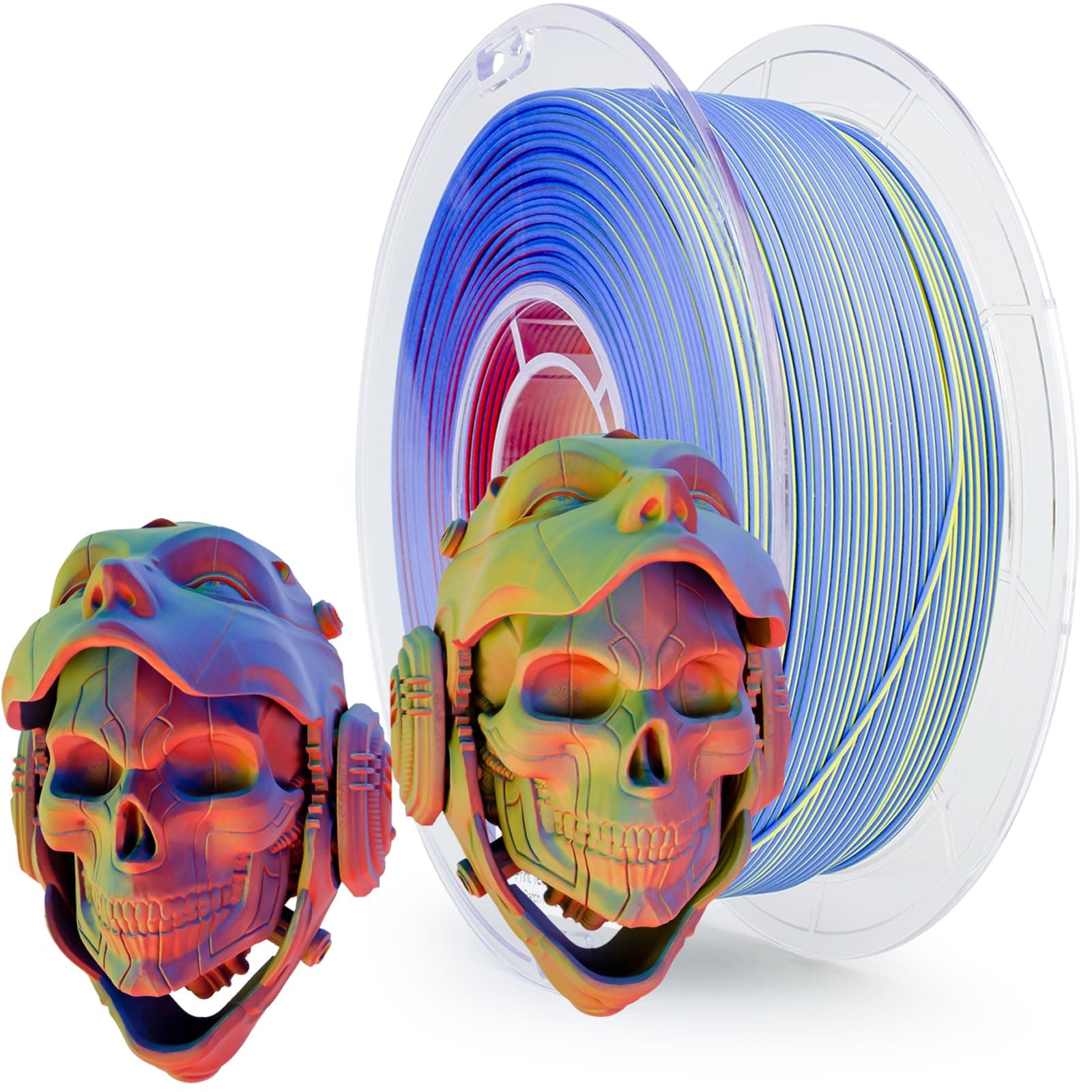 ZIROZIRO Tricolor Gradient Matte 3D Printer Filament, Multicolor Co-Extrusion Matte PLA Filament 1.75mm 1kg/2.2lb, Frosted Texture, Compatible with FDM 3D Printers, Neon