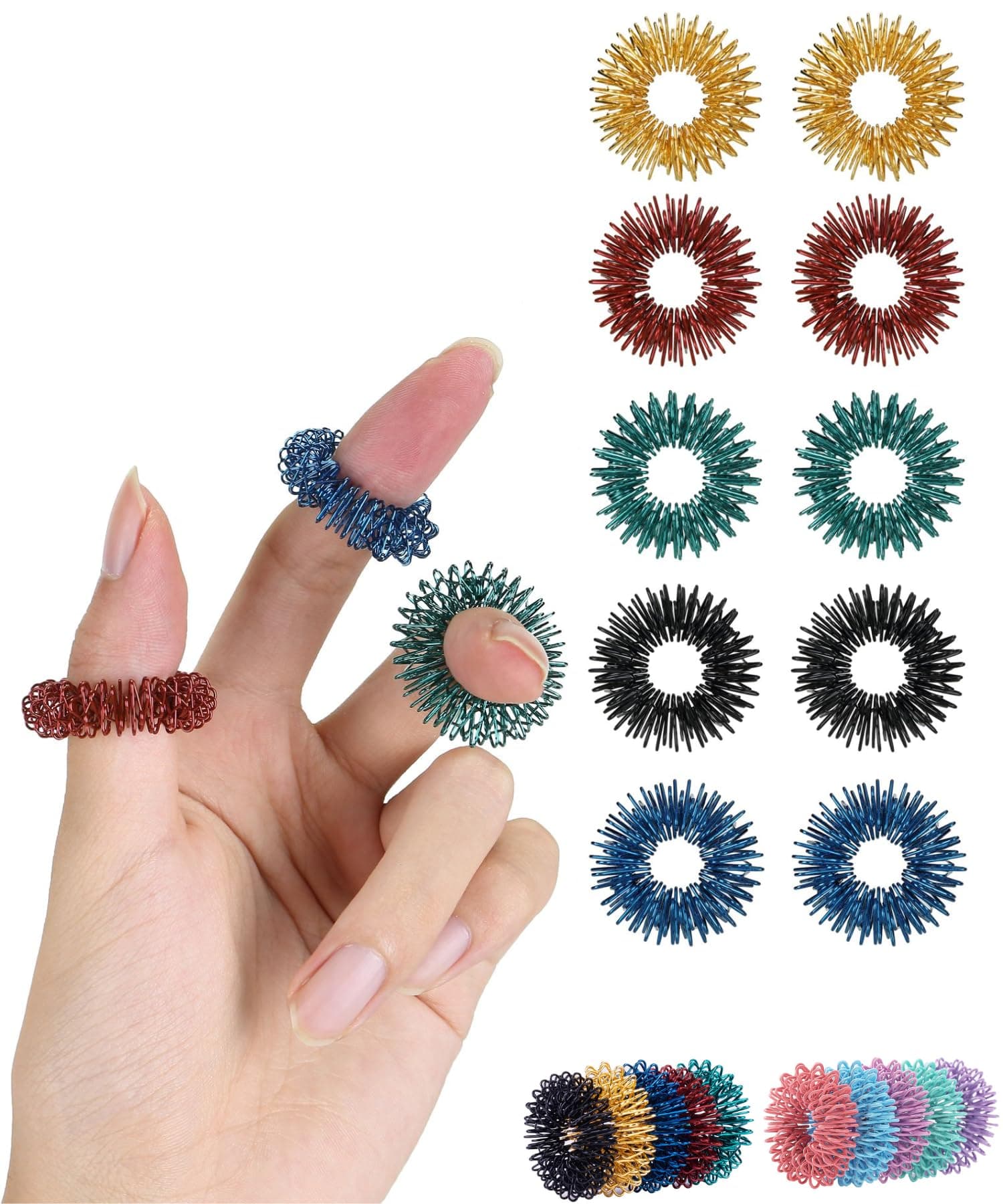 Mr. Pen - Pointed Sensory Rings Pack of 10 Sensory Fidget Toy, Fidget Rings for Anxiety, Stress Rings, Fidget Autism Massager, ADHD, Reducing Ring