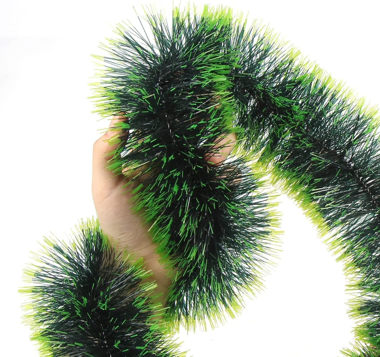 Kapoor Crafts® 3 pcs Green Garland (Thick & Fluffy) for Christmas Ornaments Home Decoration Artificial Tinsel Garland Green Heavy Xmas Strings, Ribbon for Xmas Christmass and Tree Decoration