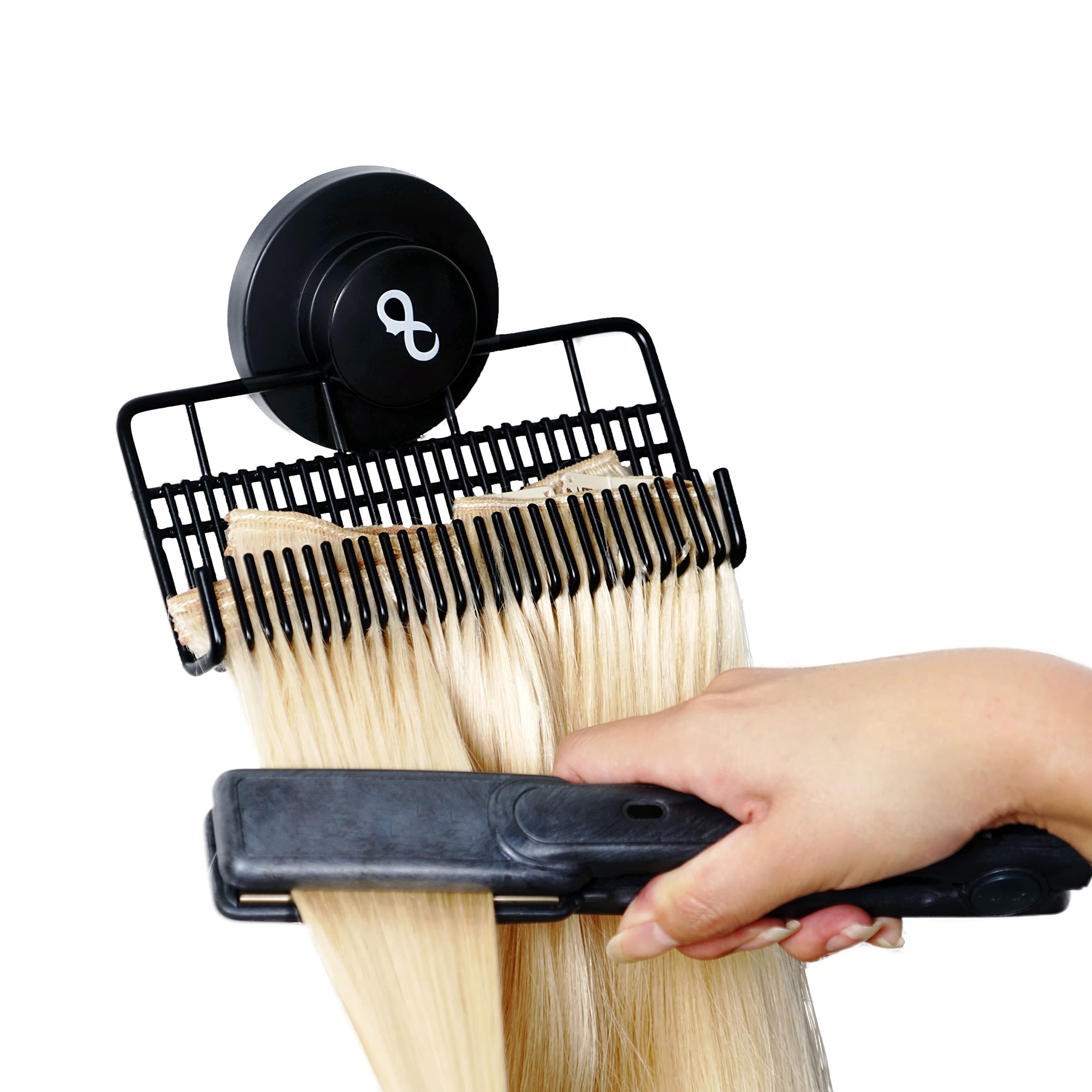 Evercaddy by Everlong, Portable Holding Caddy that Stores Washes Styles and Secures 100% Human Hair Extensions - Works for Clip-ins Halos & Wefts Black