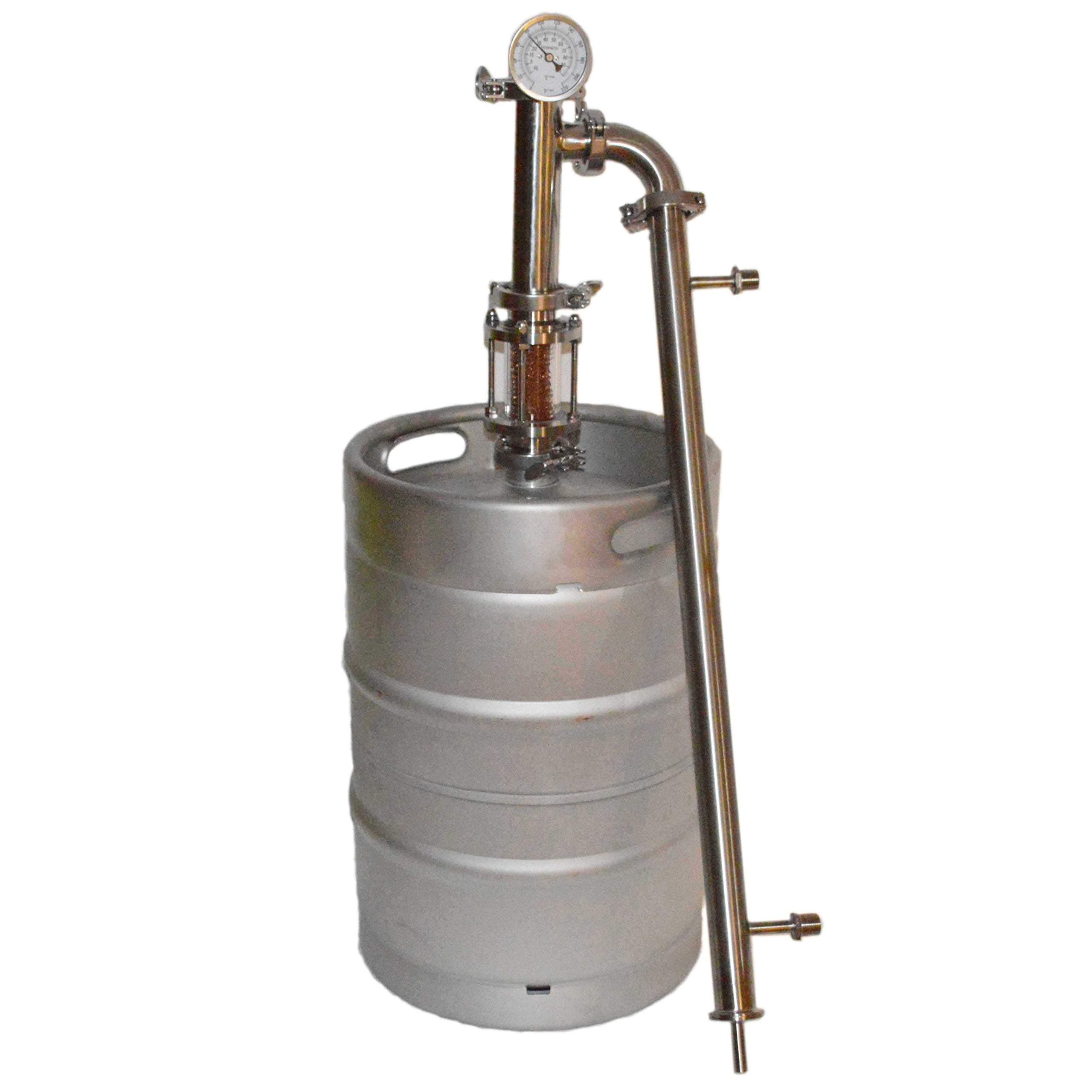 Sanke Keg Pot Head Sight Glass Still - NPT Water Connections - including Keg Boiler