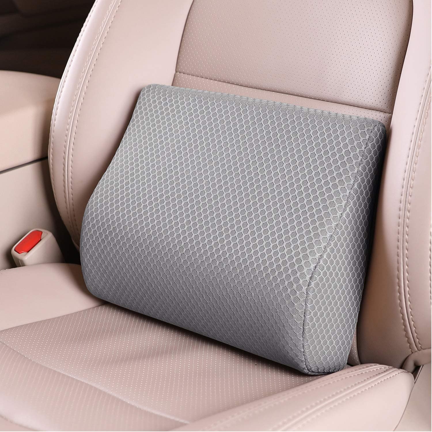 Memory Foam Lumbar Support Pillow for Car - Lower Back Support Cushion for Driving, Back Pain Relief for Car Seat, Office Chair, Wheelchair (Gray)
