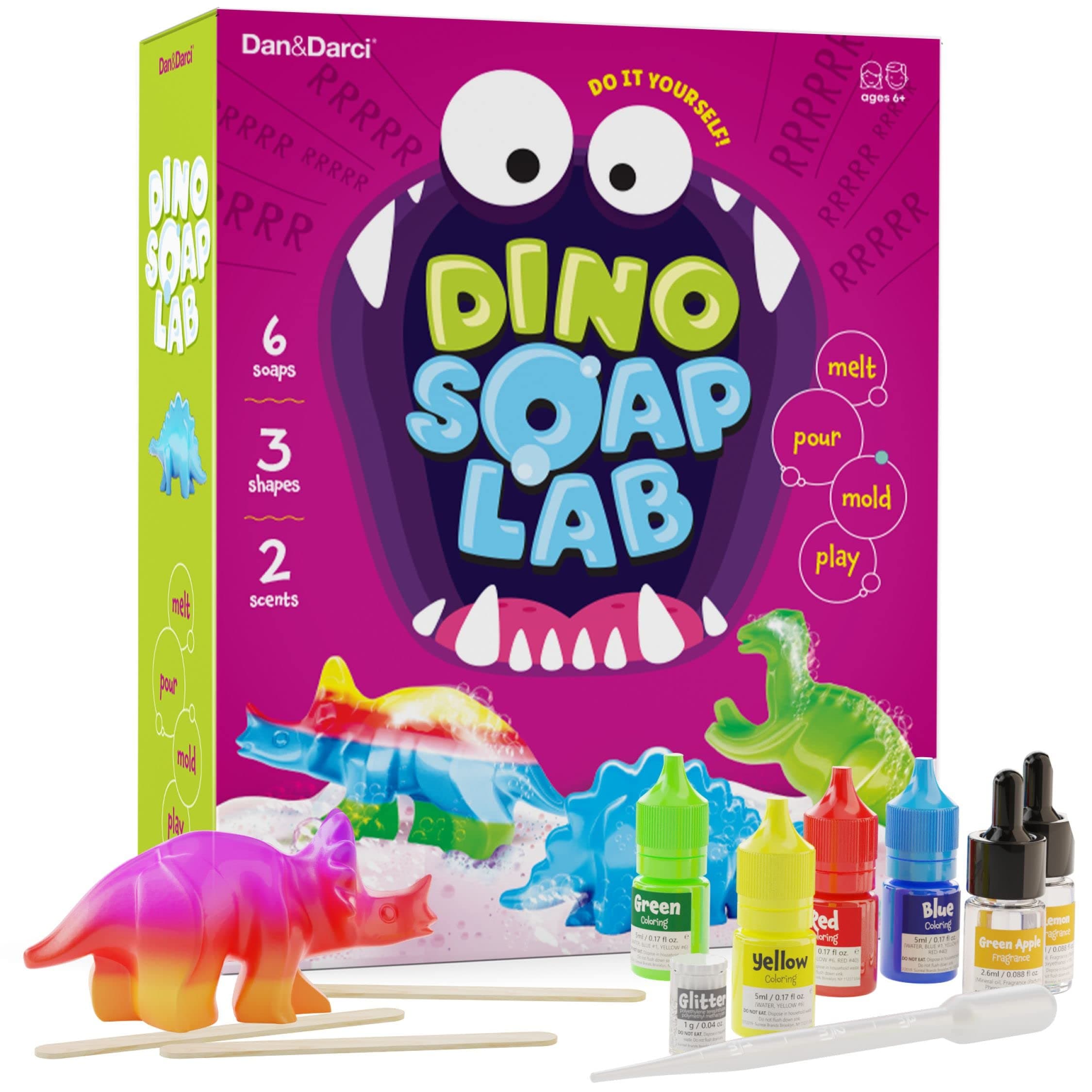 Dino Soap Making Kit for Kids, Dinosaur Science Toys Kits, Gifts for Kid All Ages, DIY Activities Craft - Art Crafts Gift Set for Boys and Girls Age 3 4 5 6 7 8 12 Year Old Boy