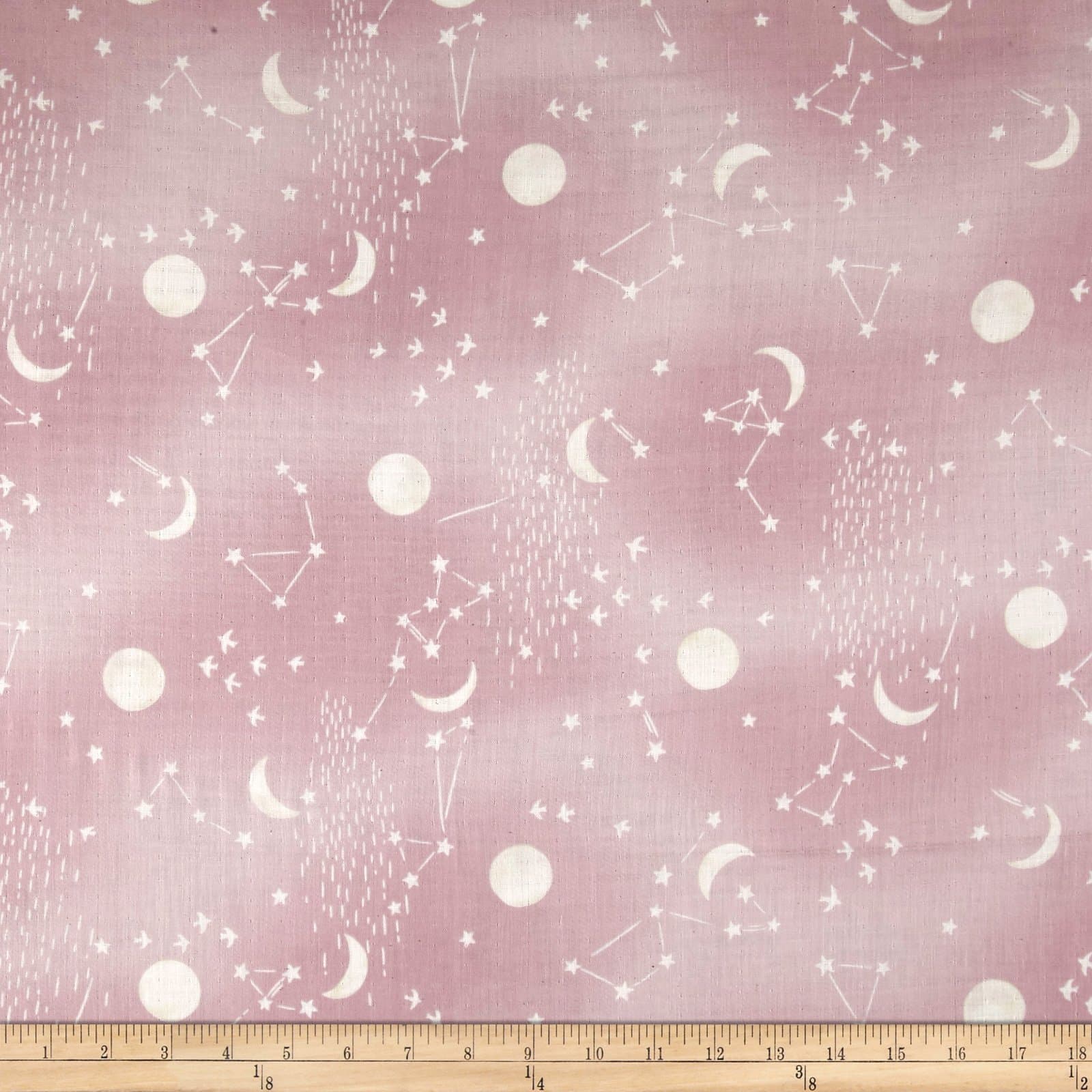 Kokka Trefle Night Sky Double Gauze Fabric by The Yard, Pink