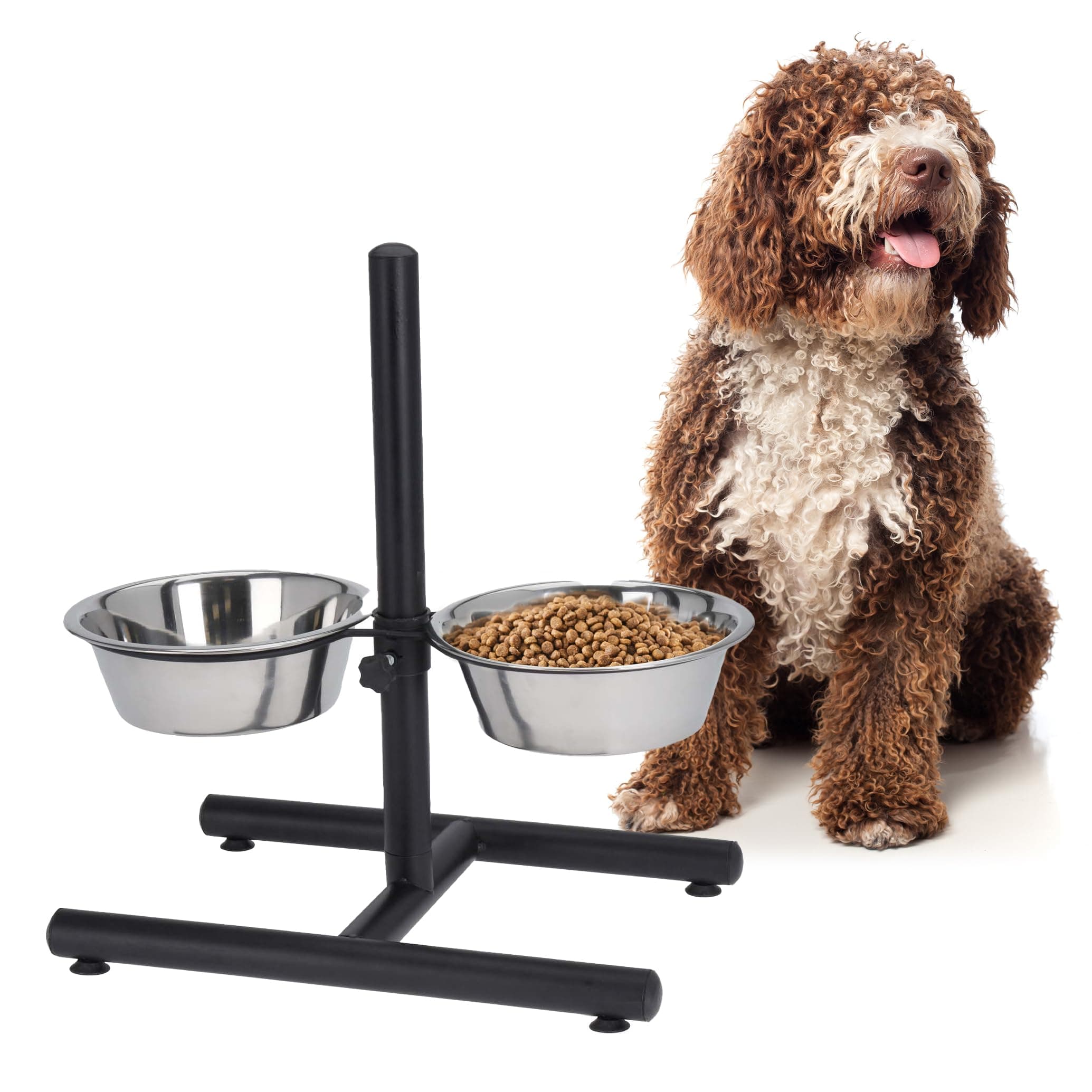 Raised Dog Bowls with Stand Adjustable and Non-Slip - 2x Dishwasher Safe Metal Stainless Steel Raised Dog Bowl for Dog Food Dry or Wet and Water - Dog Accessories for Large or Elderly Dogs