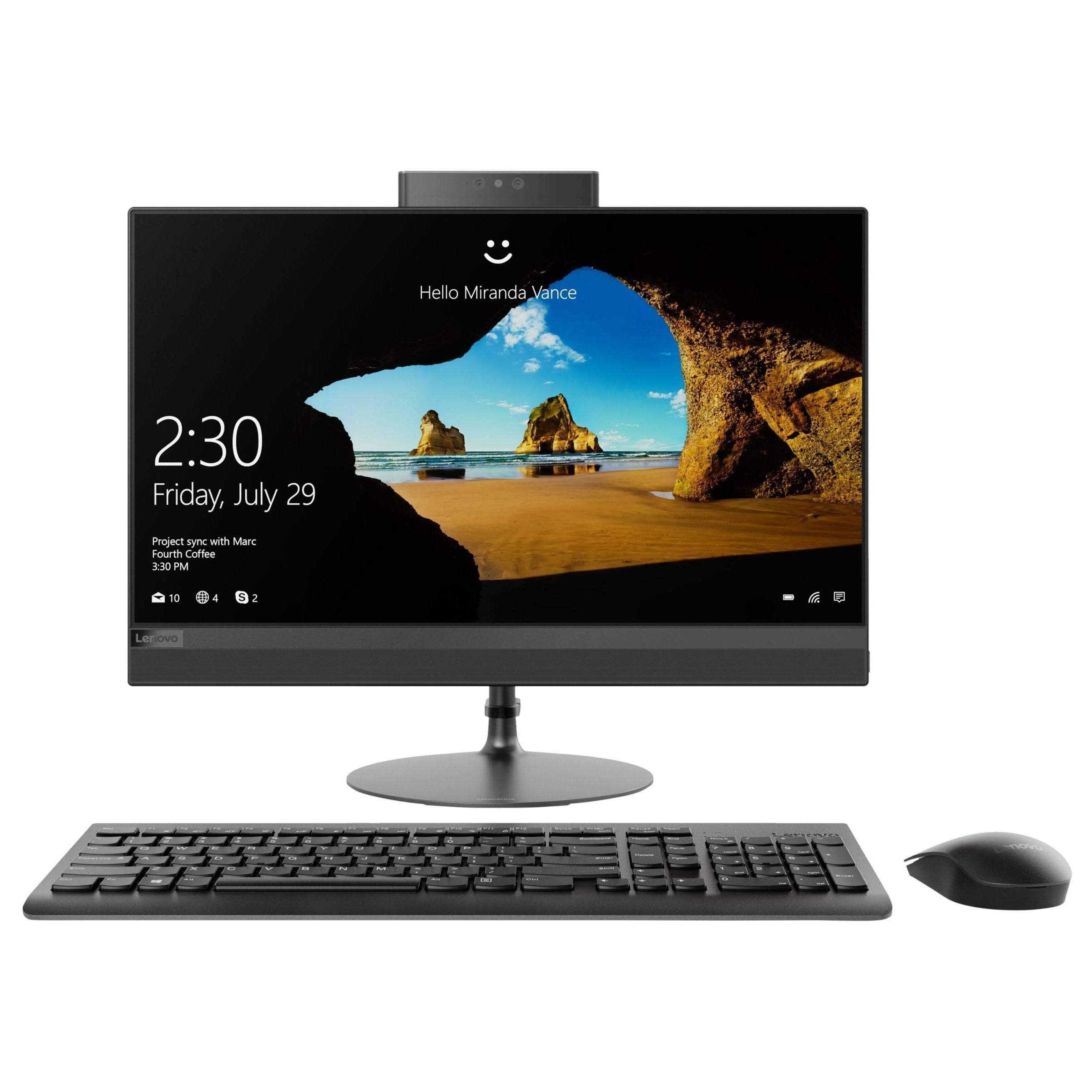 Lenovo (F0D60017UK) IdeaCentre 520 Full HD All-in-One Desktop PC AMD A9-9420, 8GB RAM, 1TB HDD, DVD±RW, Windows 10 Home. Black-21.5inch