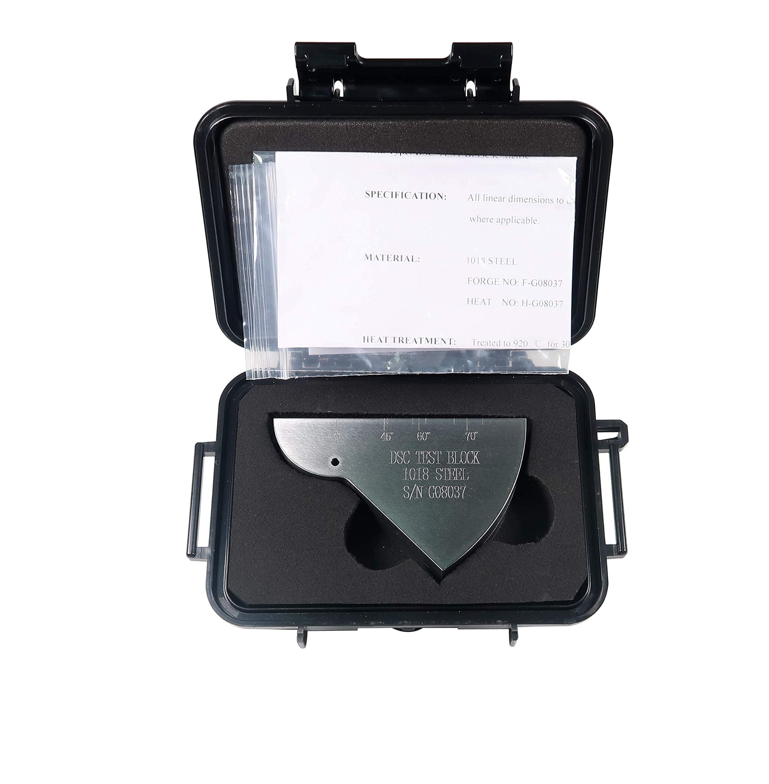 DSC Distance/Sensitivity ultrasonic Calibration Block/Test block/1018 Steel Test Block/TMTECK AWS Type DSC Calibration Block 1018 Steel for Angle Beam Transducers