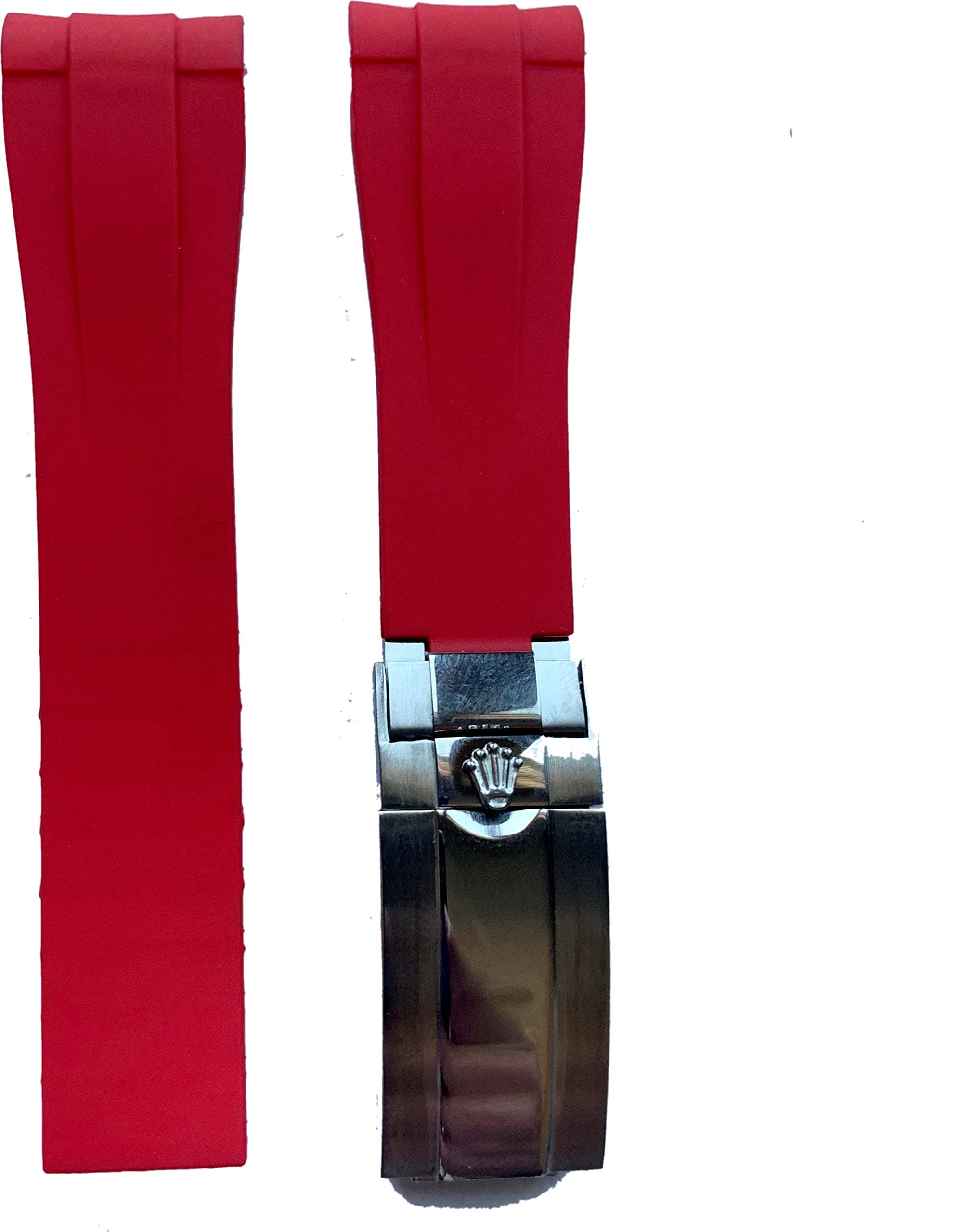 20mm Vulcanized RED Rubber Strap for Rolex Watches 116610, 116622, 126710