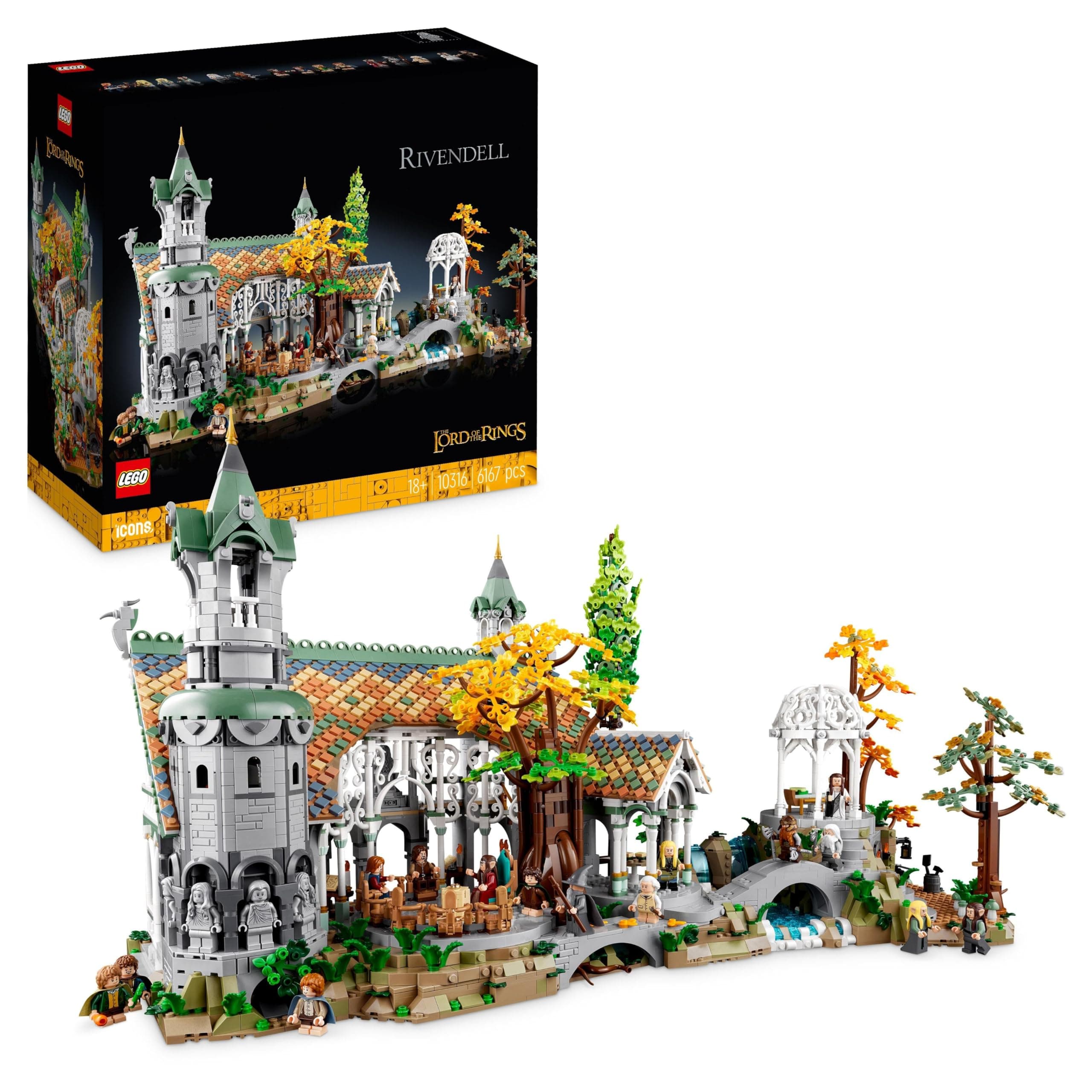 Icons The Lord of the Rings: Rivendell - Collectible LotR Display Set for Adults with 15 Unique Minifigures incl. Gandalf, Legolas, Aragorn & Frodo - 10316