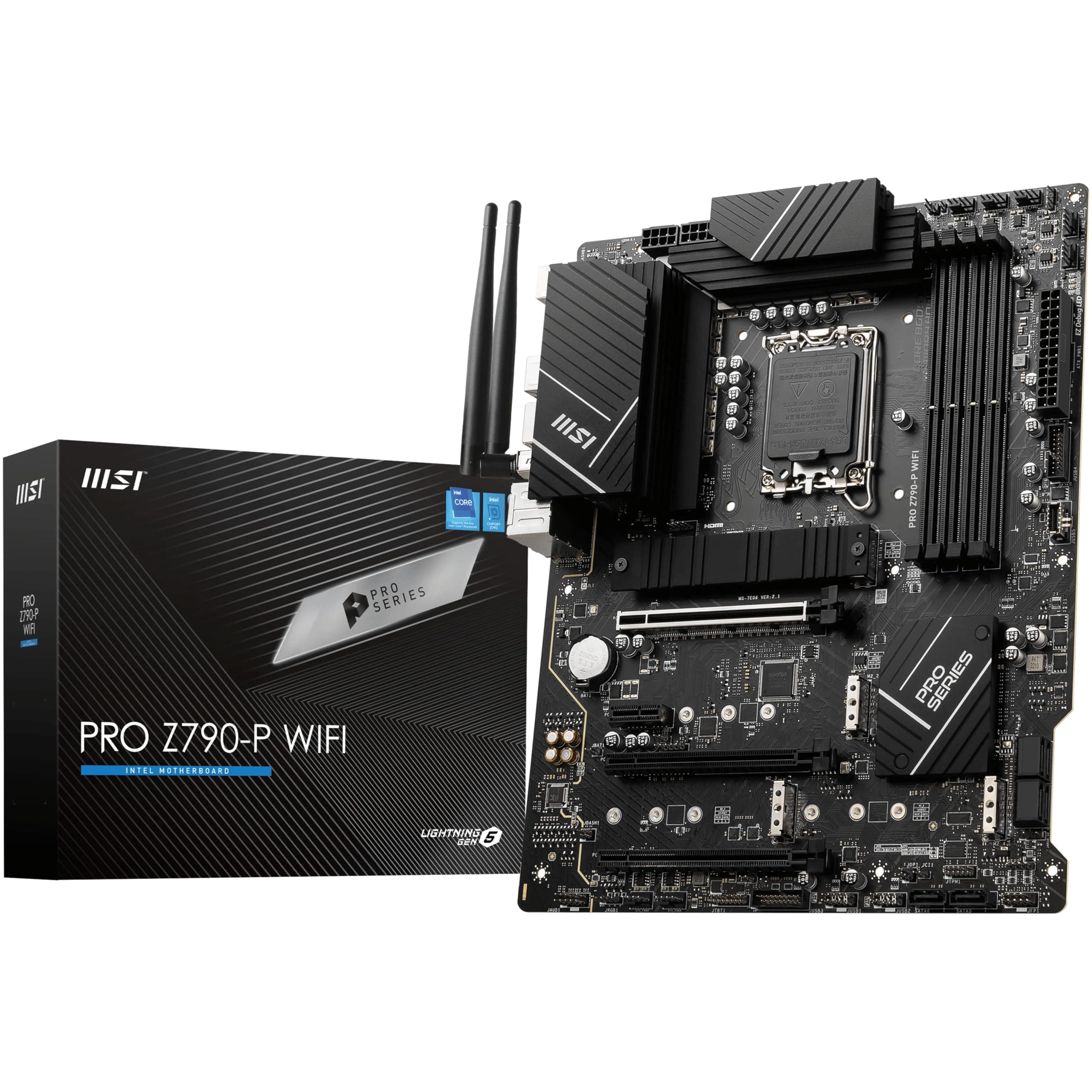 MSI PRO Z790-P WIFI Motherboard, ATX - Supports Intel 14th, 13th & 12th Gen Core Processors, LGA 1700-55A DrMOS, DDR5 Memory Boost 7000+MHz/OC, PCIe 5.0 & 4.0 x16, 4 x M.2 Gen4, Wi-Fi 6E, 2.5G LAN