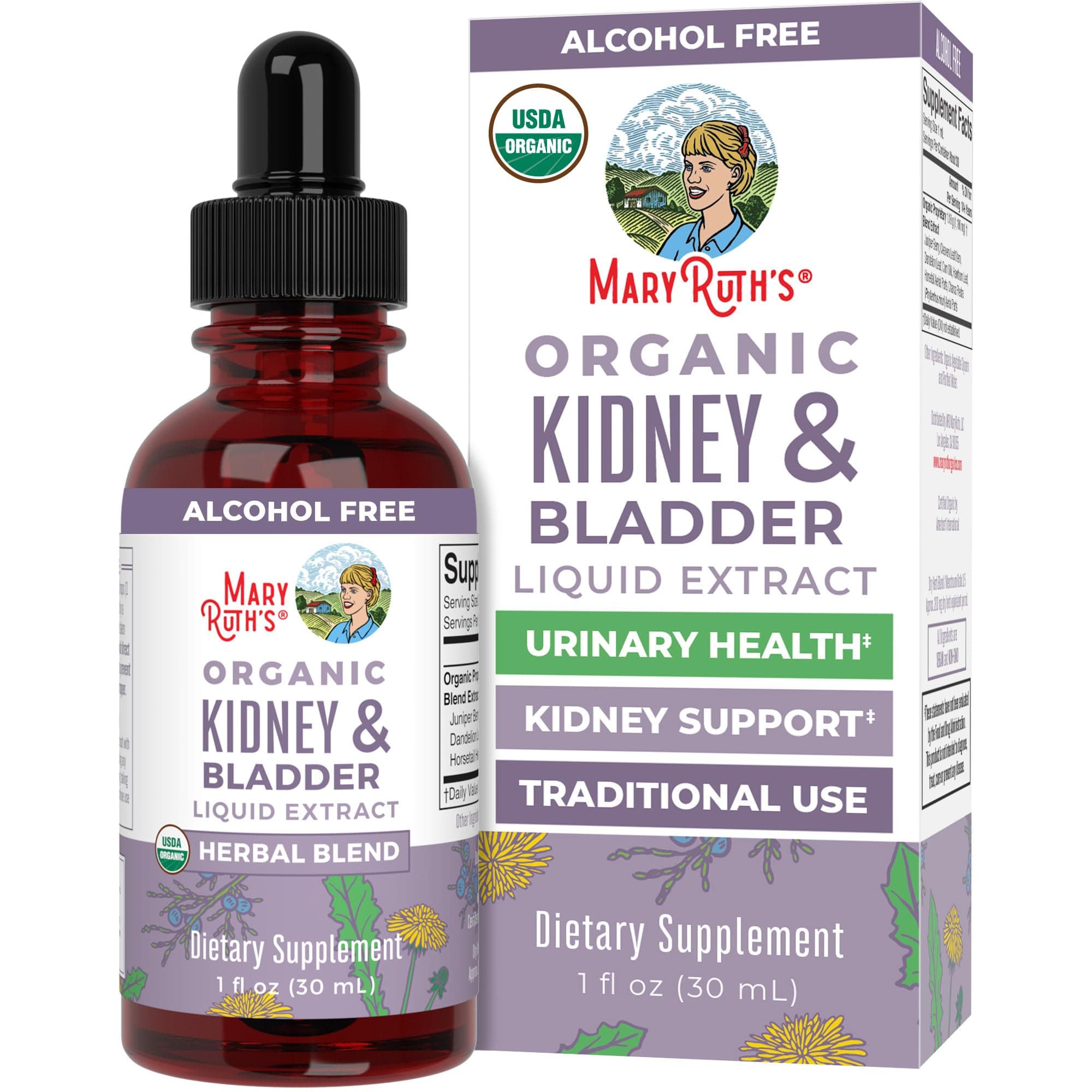 MaryRuth Organics Kidney Support Drops by MaryRuth's, Liquid Herbal Supplement for Renal and Urinary Tract Support, Vegan, Non-GMO & Gluten Free, 1 Fl Oz