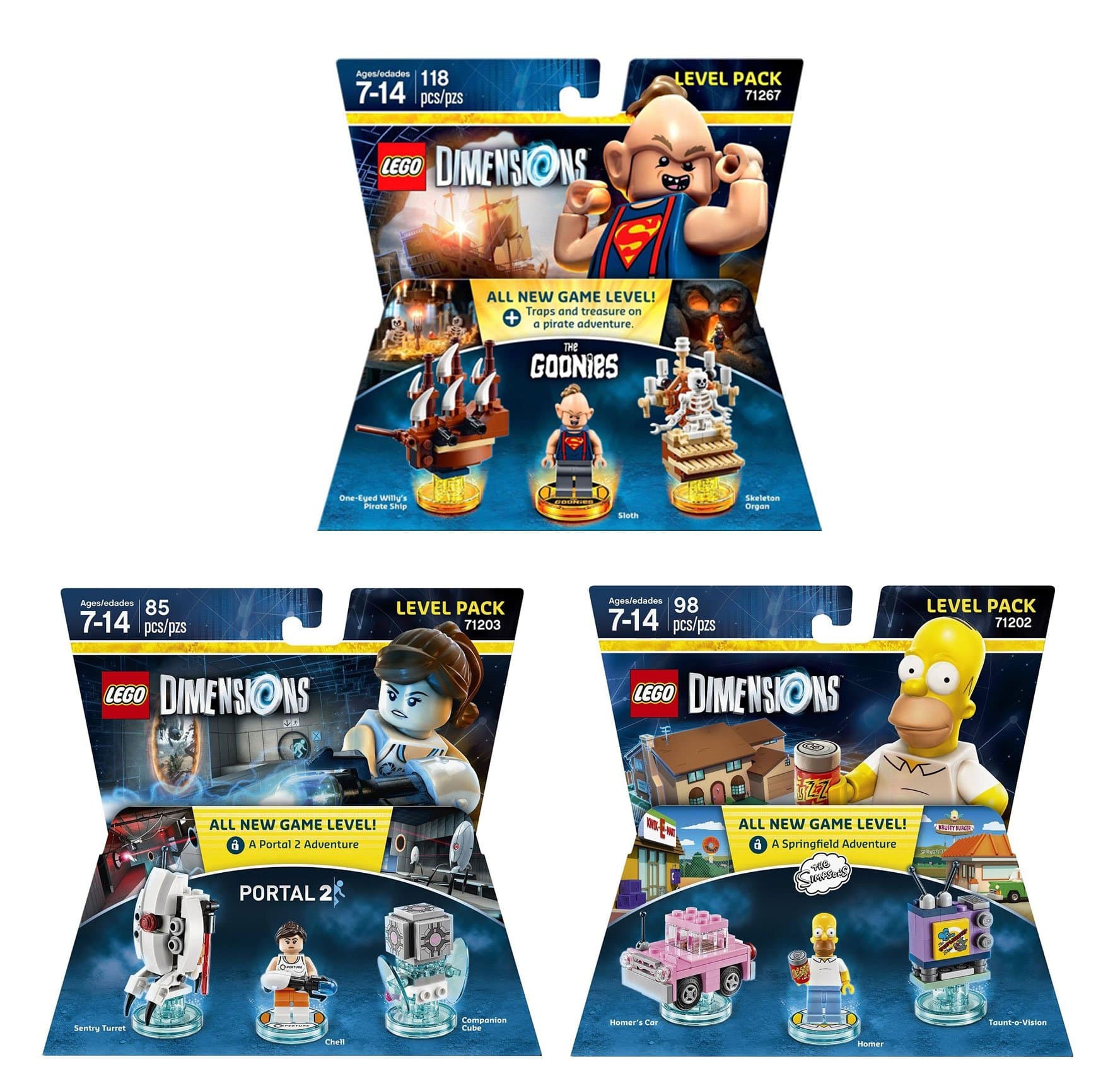 Goonies Level Pack + The Simpsons Homer Level Pack + Portal 2 Level Pack - Lego Dimensions (Non Machine Specific)