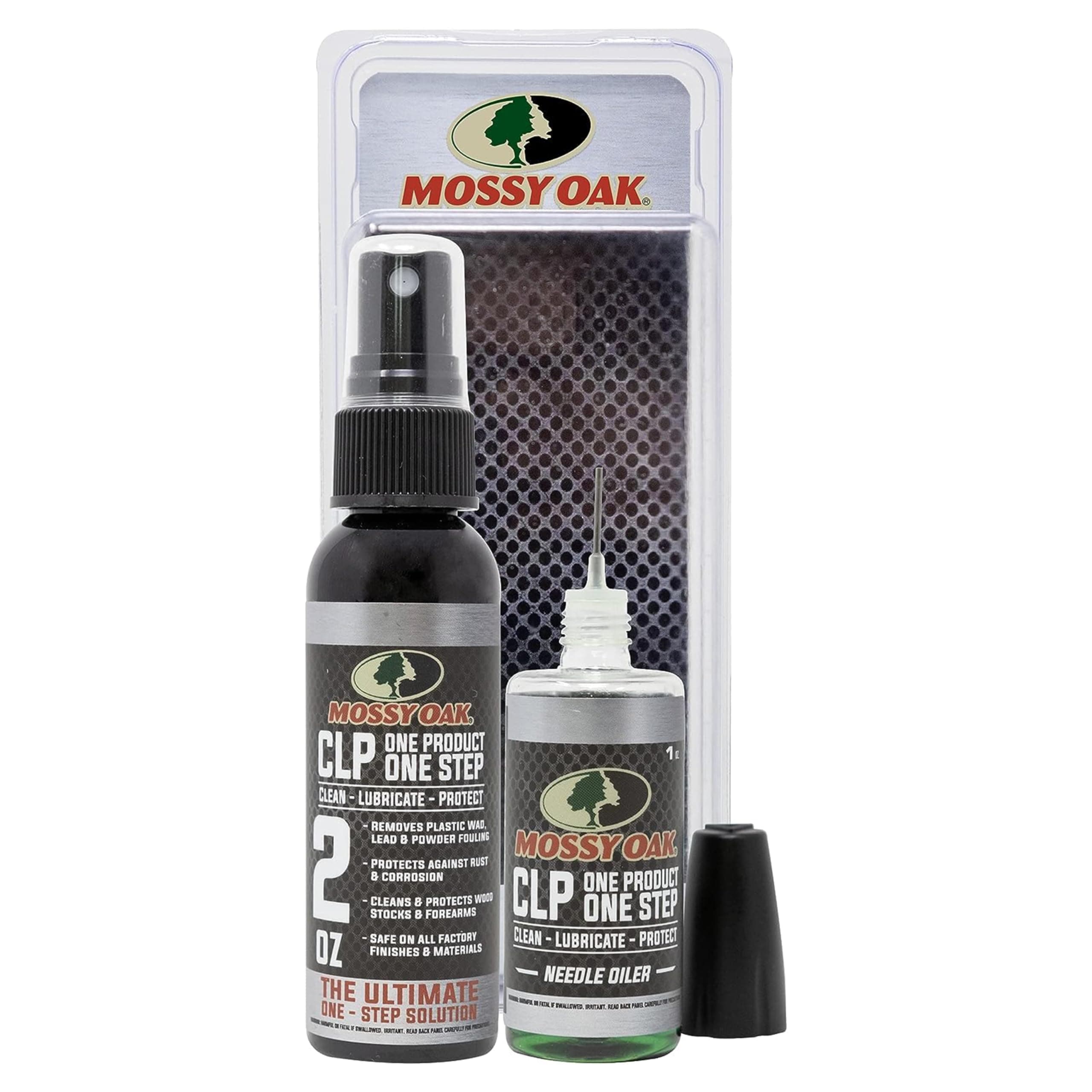 Mossy Oak Gun Oil Combo Kit | Cleaner, Lubricant, & Protectant [CLP] | One-Step Gun Cleaner and Gun Oil Lubricant | 2oz. Fine Mist Pump Sprayer & 1 oz. Needle Oiler of CLP Gun Cleaner and Lubricant