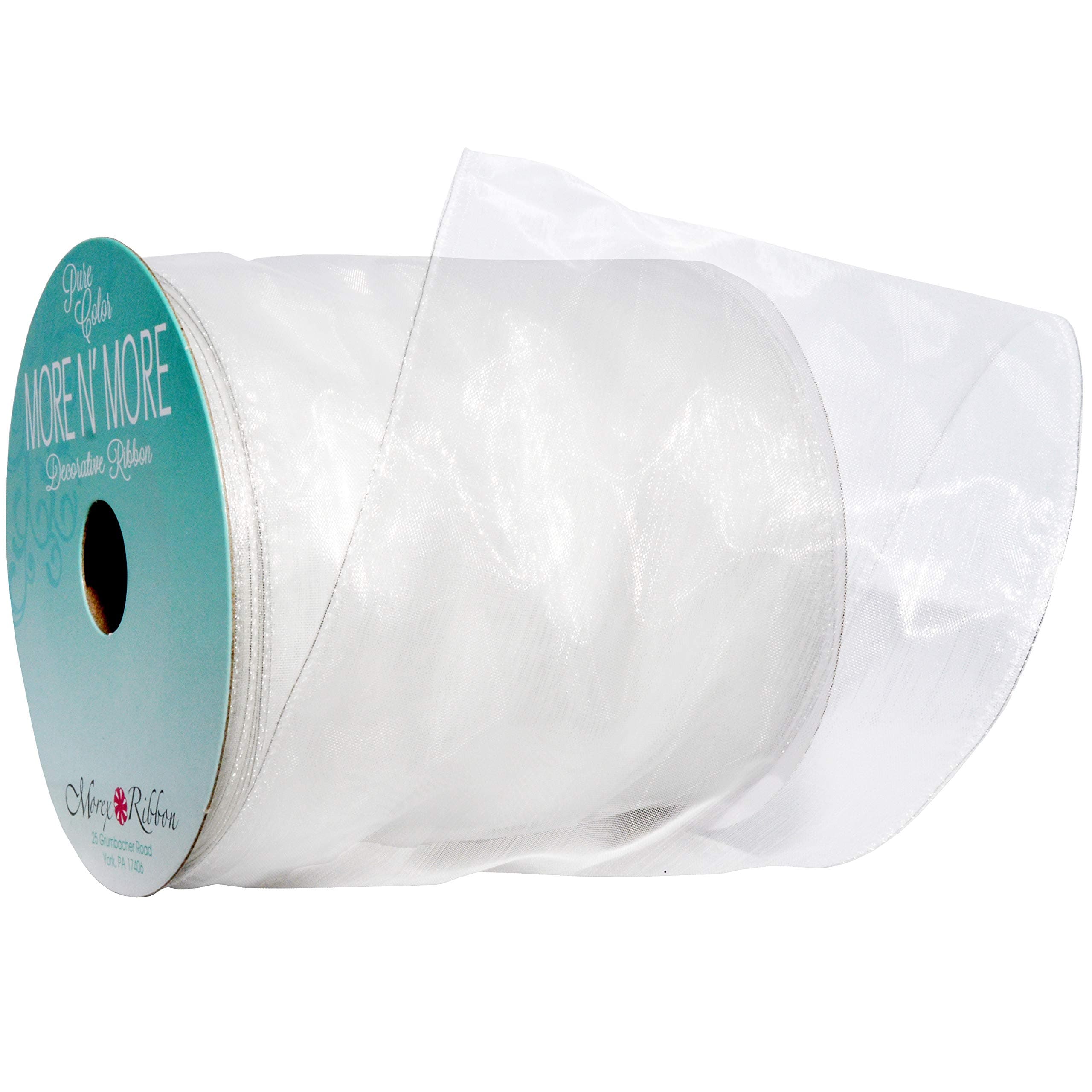Morex Ribbon Ribbon, chiffon, White, 4-in x 10-Yd