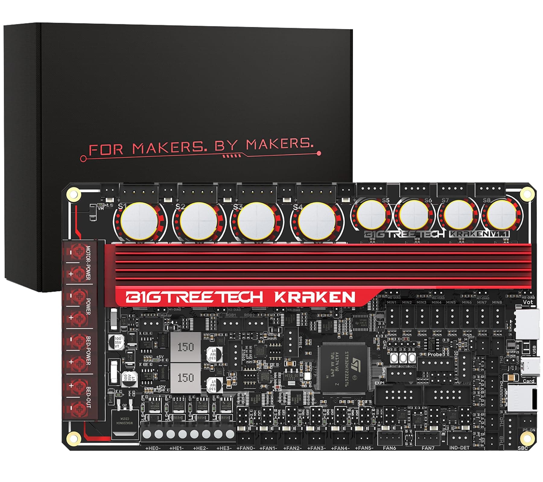 BIGTREETECH Kraken V1.1 Control Board Onboard 8×TMC2160 Drivers Up to 60V Perfect Fit Voron Phoenix CoreXY 3D Printer DIY Support Klipper/Marlin/RRF for HDMI5/HDMI7, EBB SB2209 CAN, BTT Pi