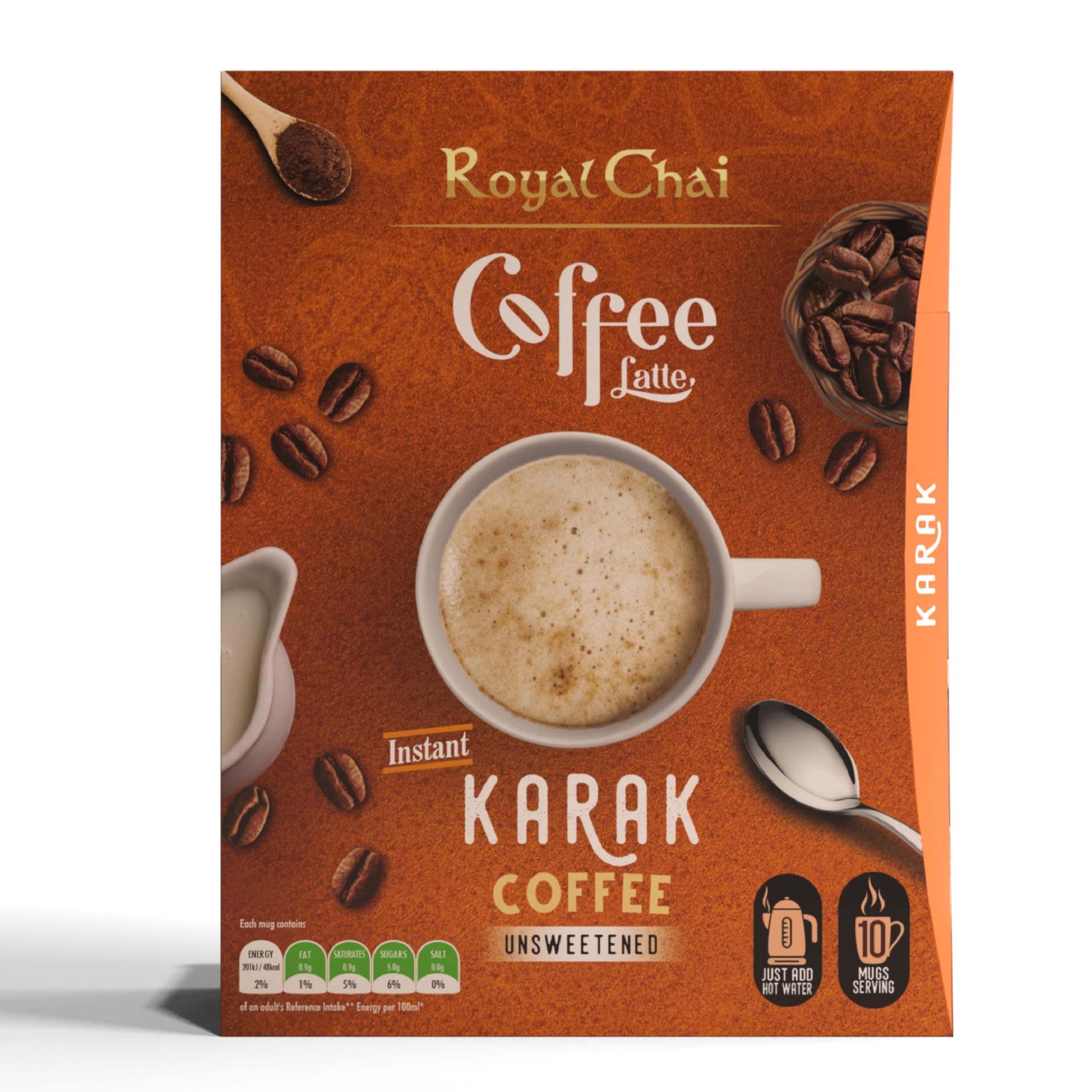 Coffee Latte | Karak Coffee Unsweetened |10 Single Serving Sachets | Just add hot water