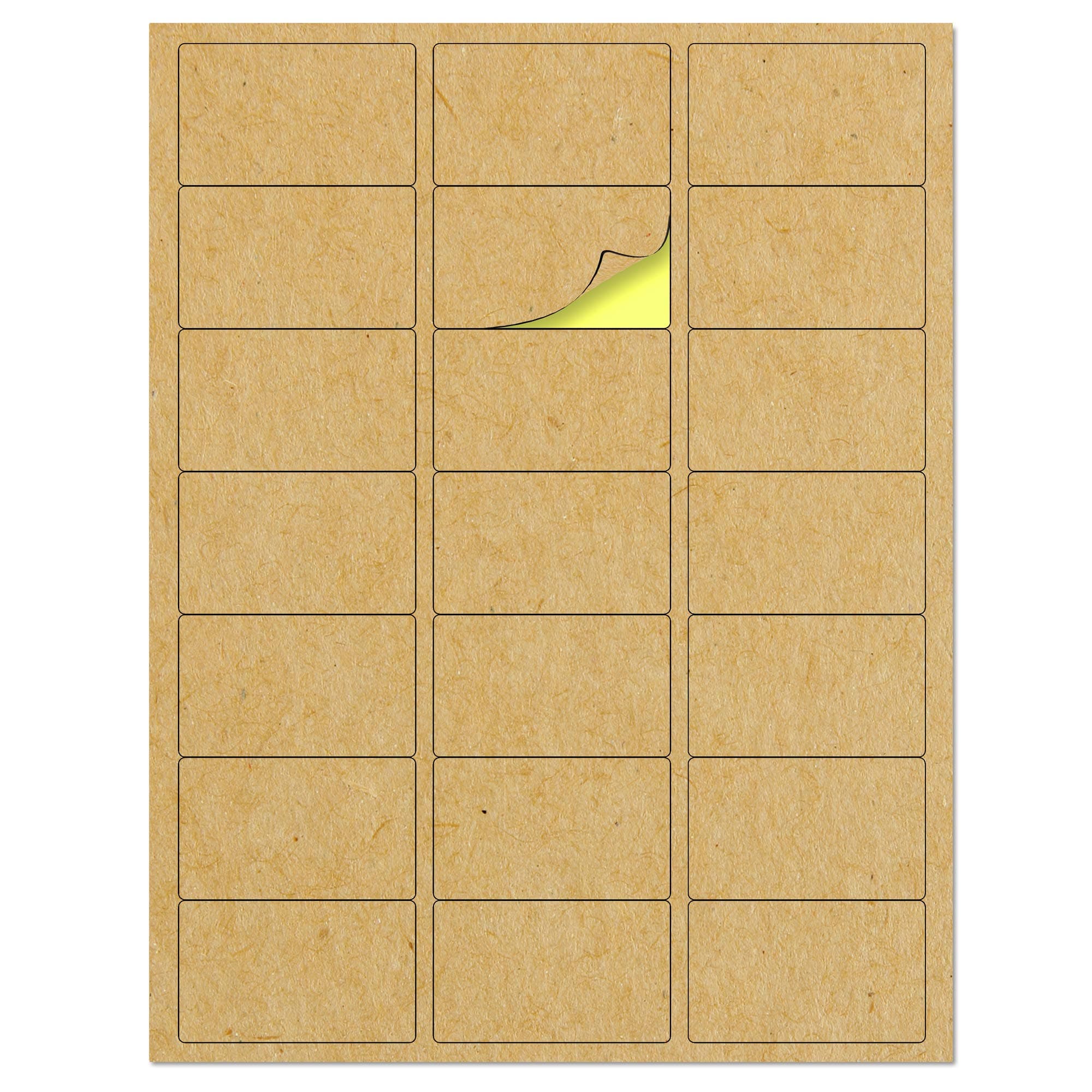 2.5" x 1.5" Kraft Labels Stickers, Letter Size with Print Template - 30 Sheets, Pack of 630