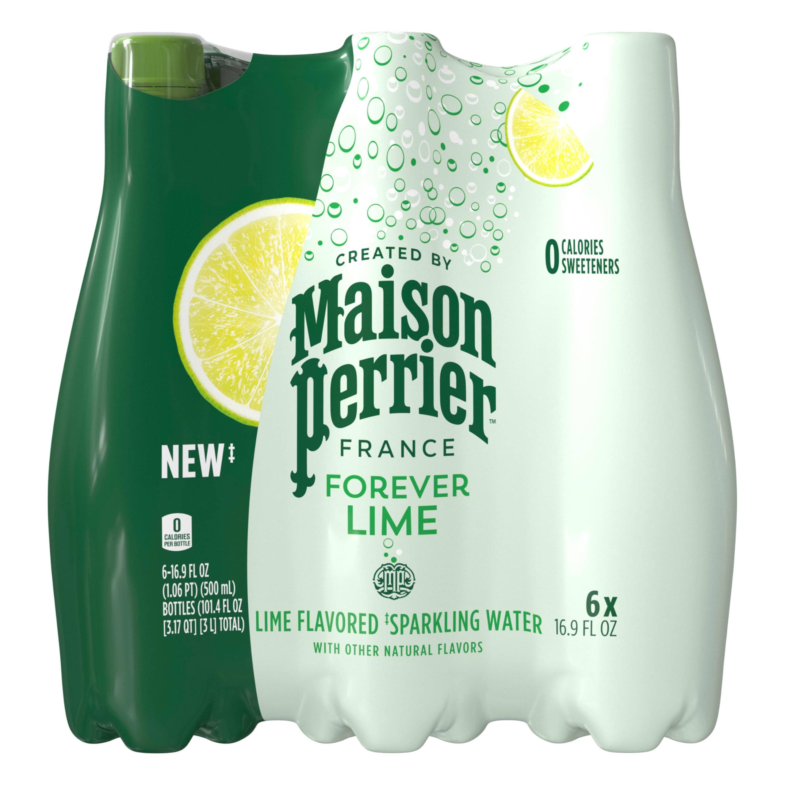 Maison Perrier Forever Lime Flavored Sparkling Water, 16.9 Fl Oz Plastic Water Bottles, 6 Count 101.4 fl oz