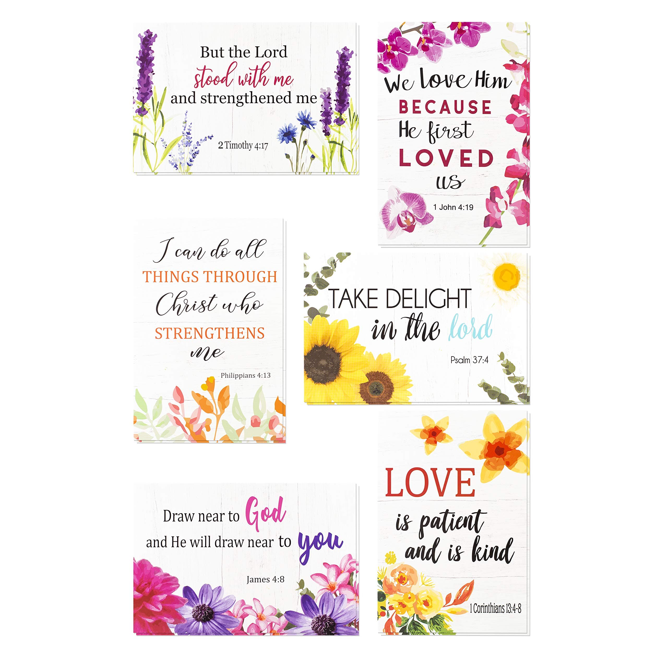 Bargain Paradise 24 Christian Greeting Cards - Inspirational Greeting Cards -Motivational Bible Verse - 24 Scripture Cards with 24 Envelopes, 4 x 6 Inch