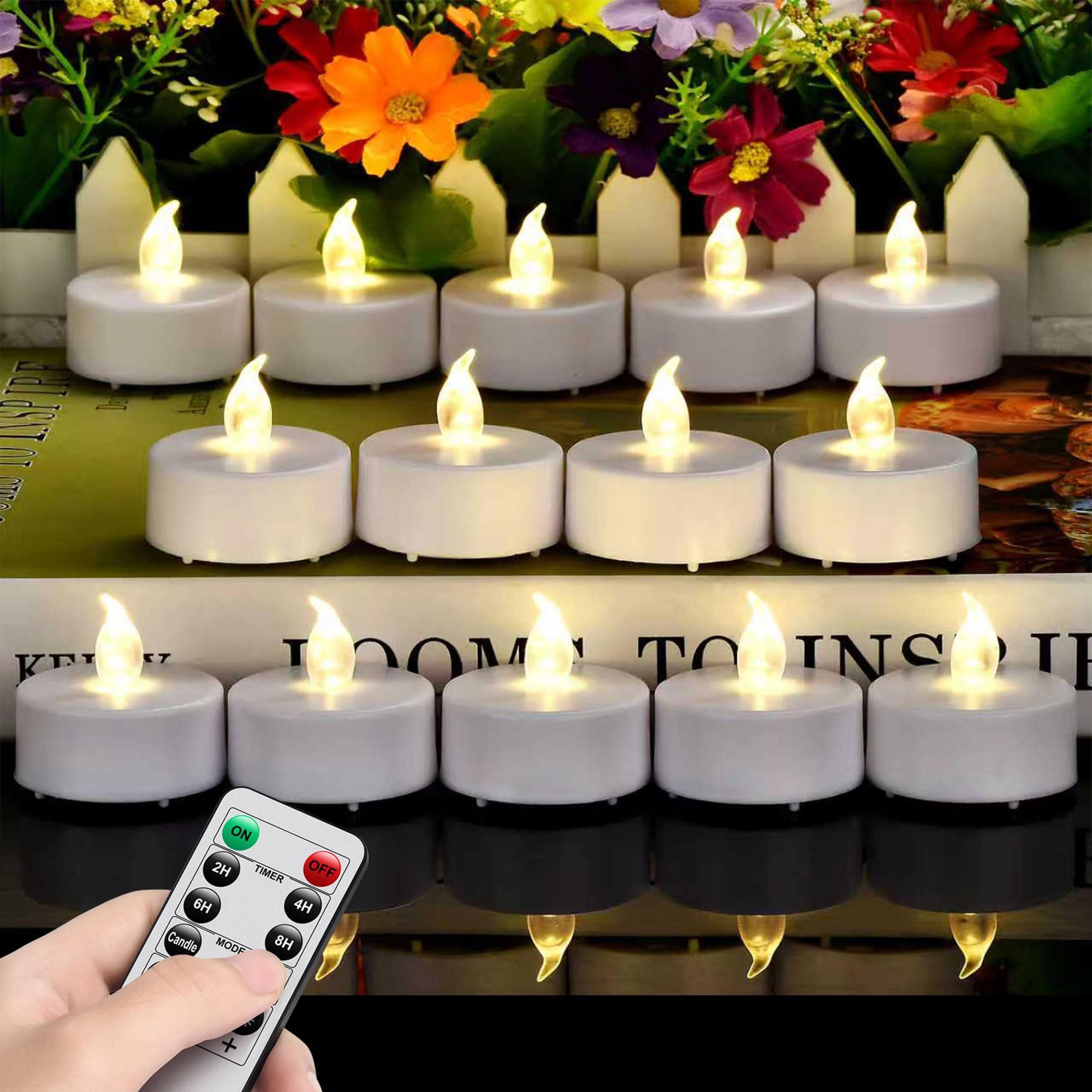 Tea Light Candles with Remote Control,Flickering Flameless LED Candle,Long Lasting 400+Hours,Battery Operated with Timer for Home Decoration Seasonal &Festival Celebration WarmWhite (5pcs)
