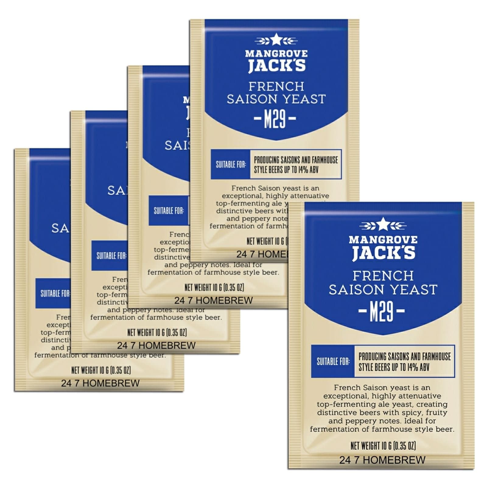 5X Mangrove Jack’s Craft Series Yeast M29 French Saison (10g)