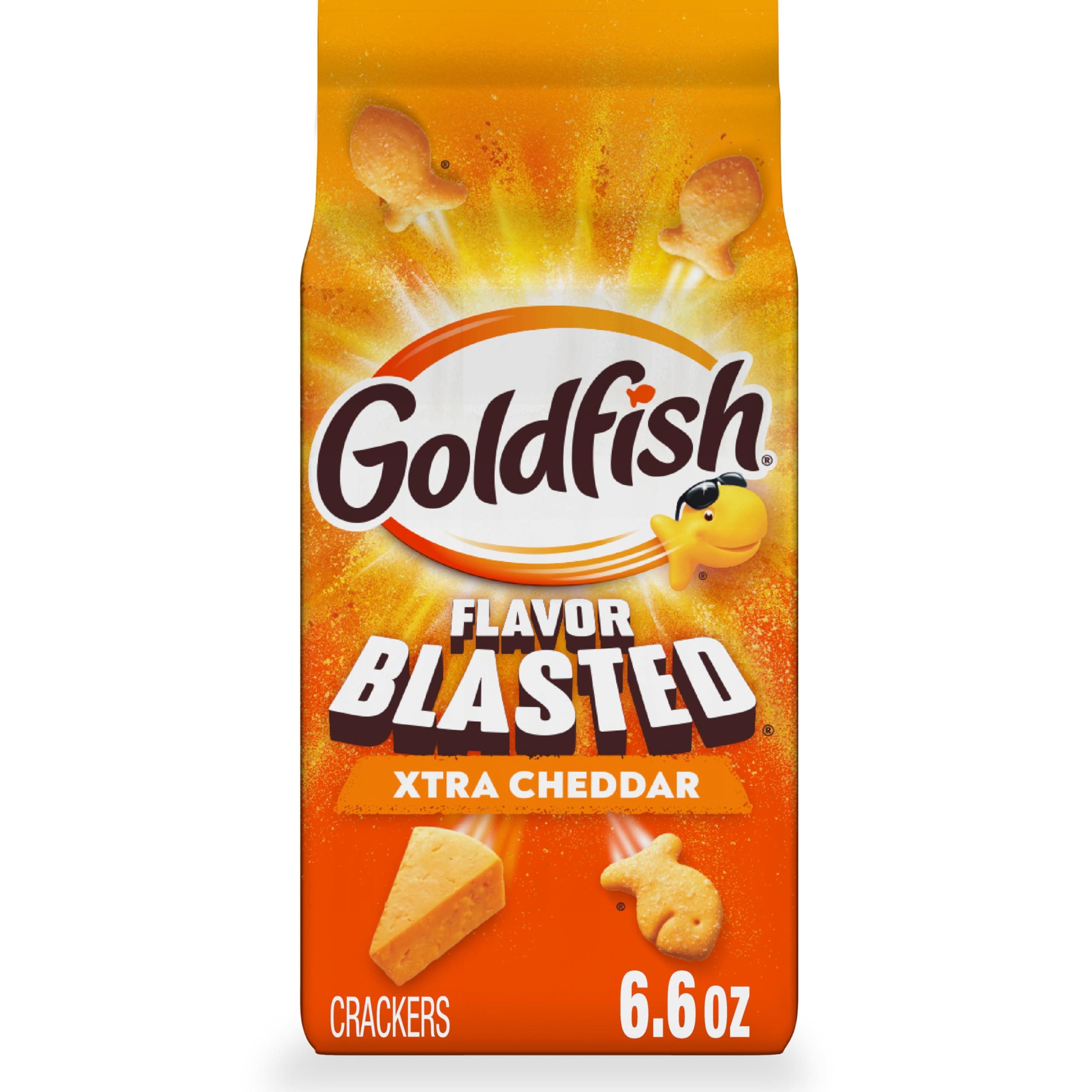 Flavor Blasted Xtra Cheddar Cheese Crackers, Baked Snack Crackers, 6.6 oz Bag