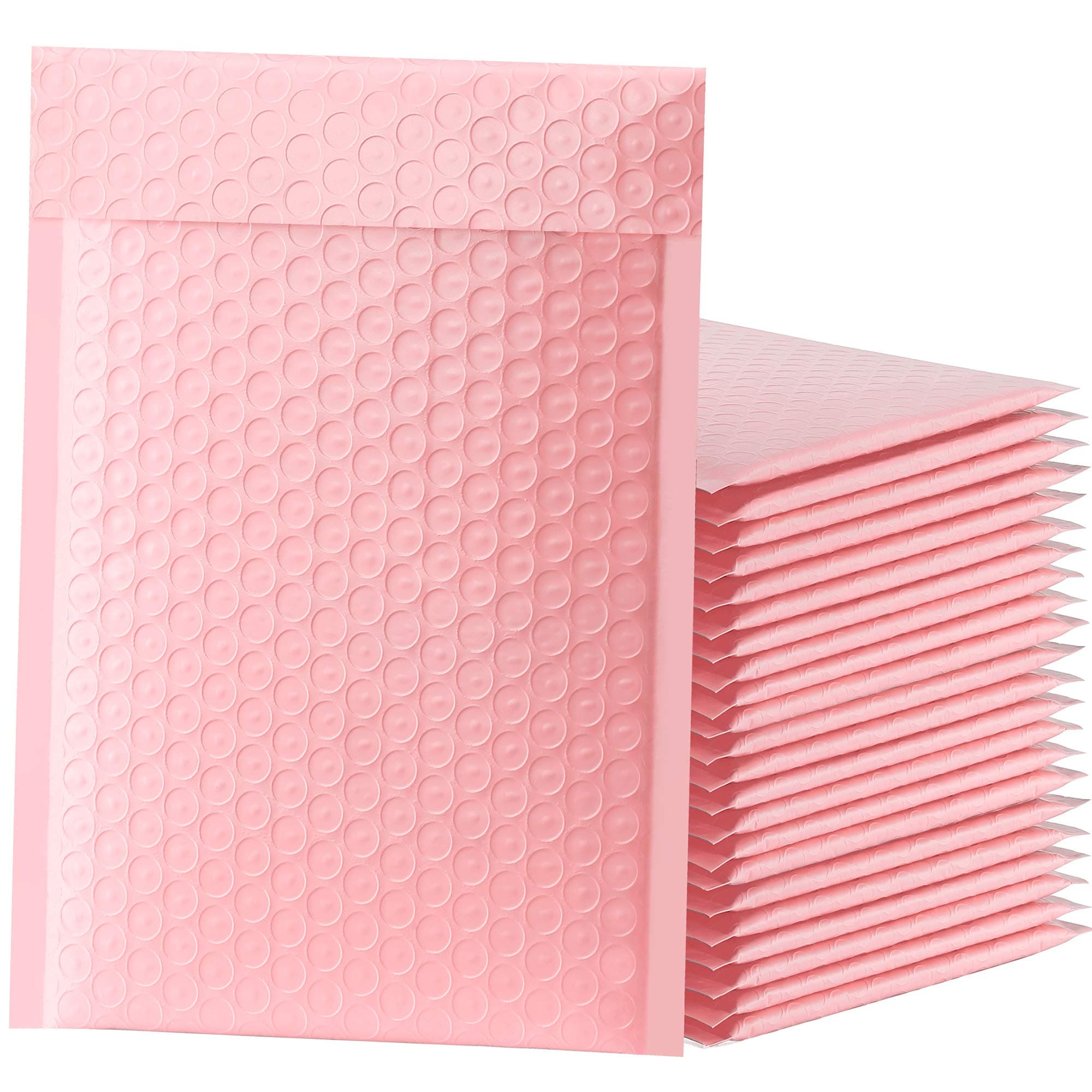 Famagic Bubble Mailers 6x10 Inch 50pcs Padded Envelopes Self Seal Mailing Envelopes Poly Bubble Padded Mailers Matte Shipping Envelopes Packaging for Small Business, Light Pink (Inside Size: 6x9 Inch)