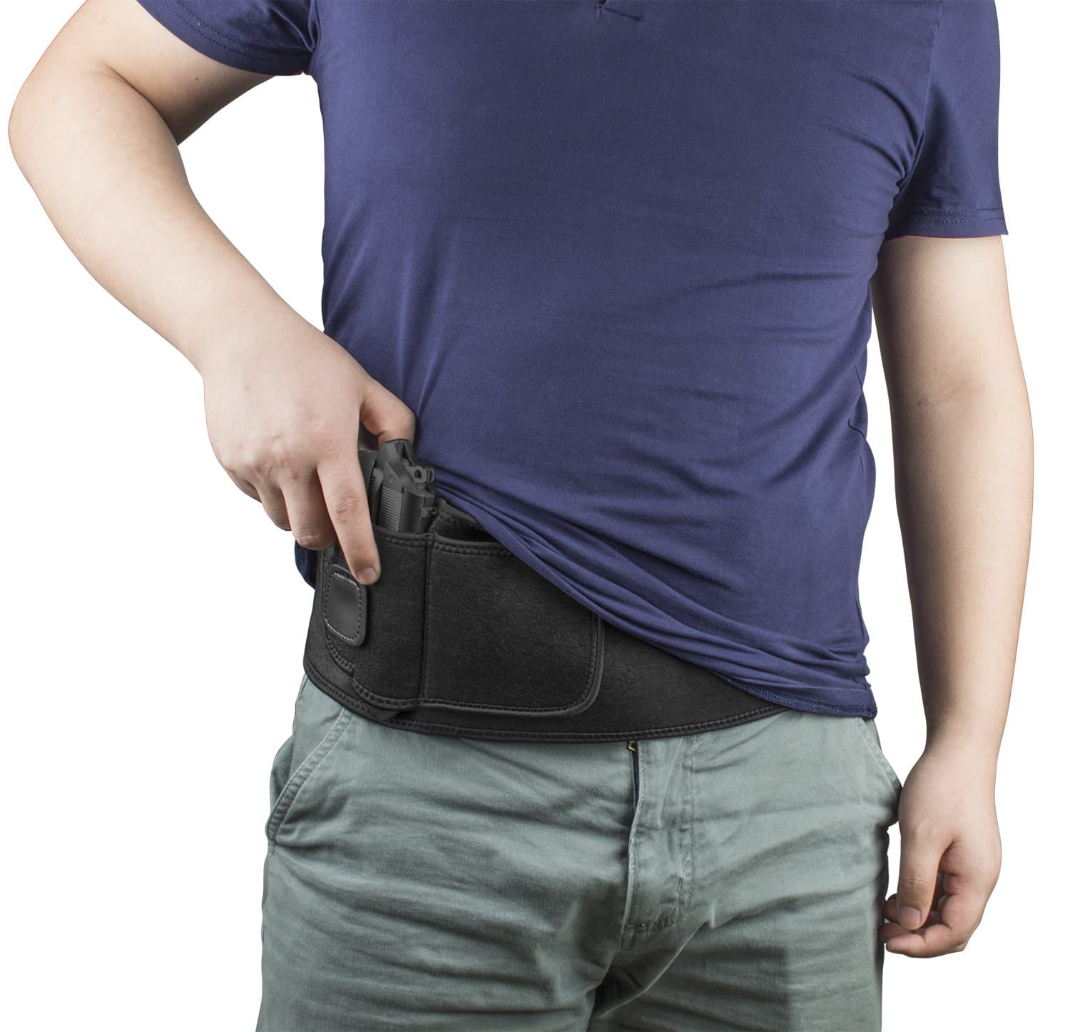 Gun Holster Belt Concealed Carry Belly Band Holsters for Men and Women, Adjustable Hand Gun Holder for Pistols Revolvers, Glock 19 43 42 17, M&P Shield, S&W, Ruger lcp, Bodyguard 380 (black)