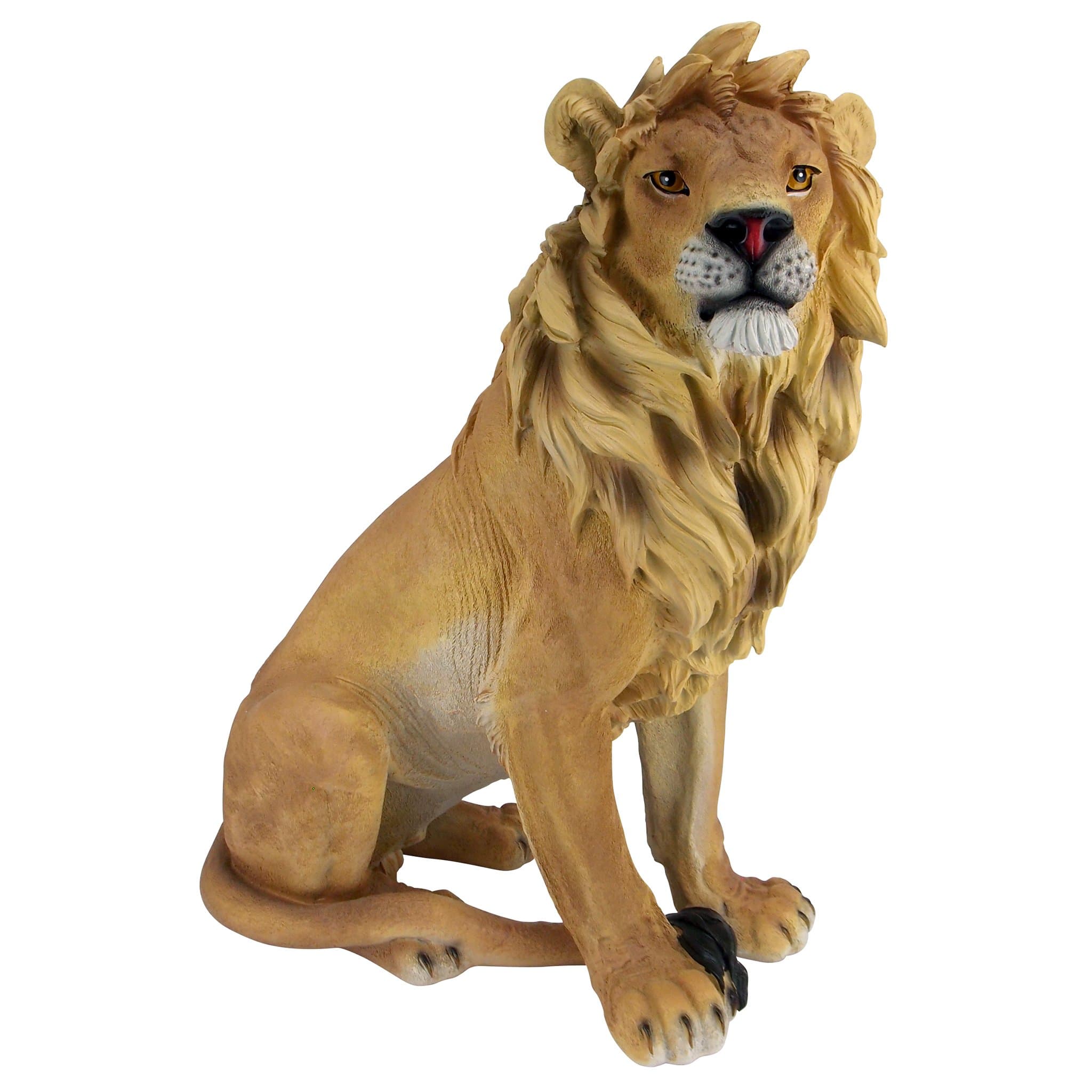 JE43201 King of Beasts Lion Outdoor Garden Statue, Polyresin, 68.5 cm, Brown