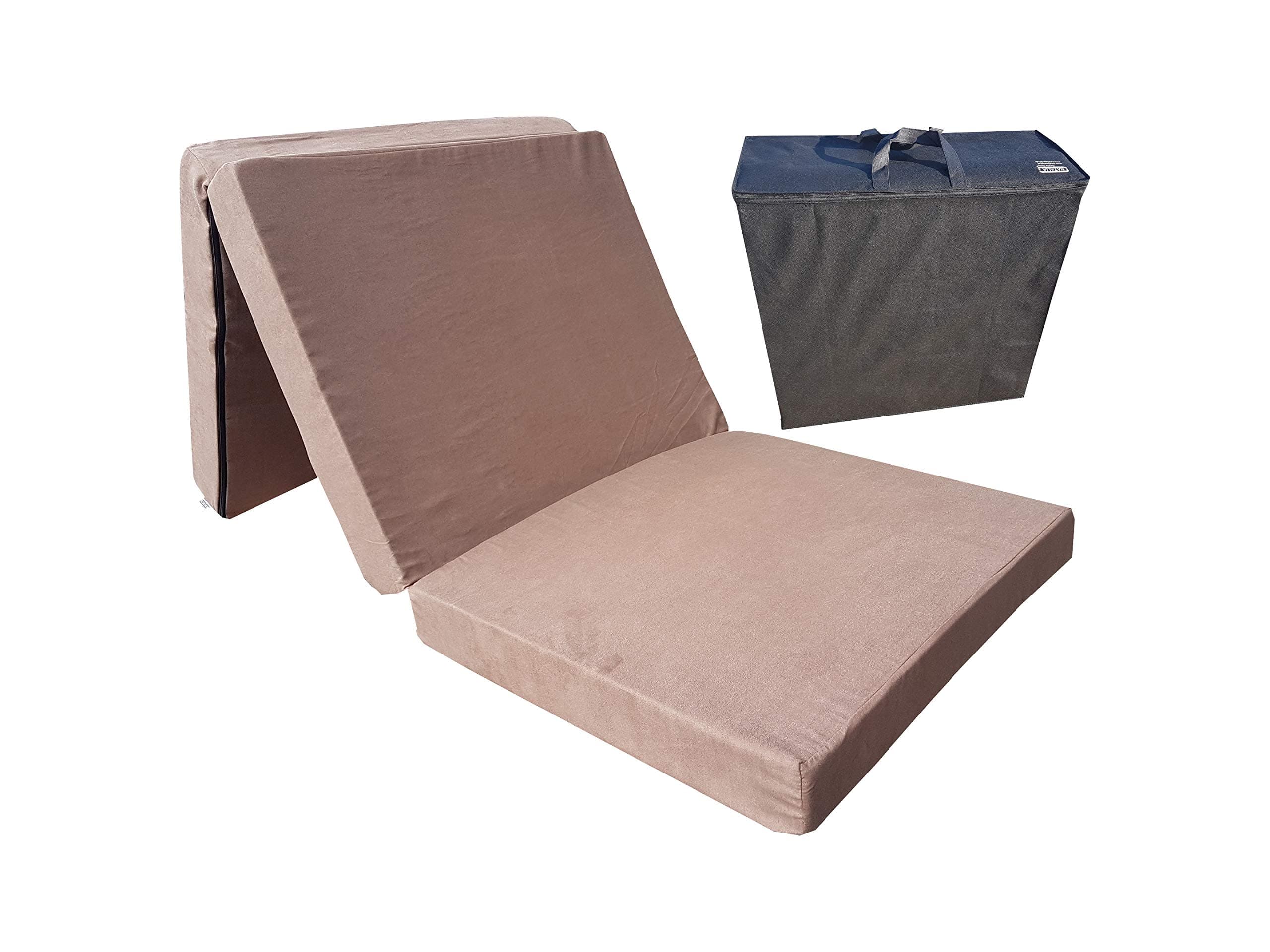Natalia Spzoo Fold Out Guest Chair Z Bed Futon Folding Mattress 180x80x10 cm with cover bag (Brown)