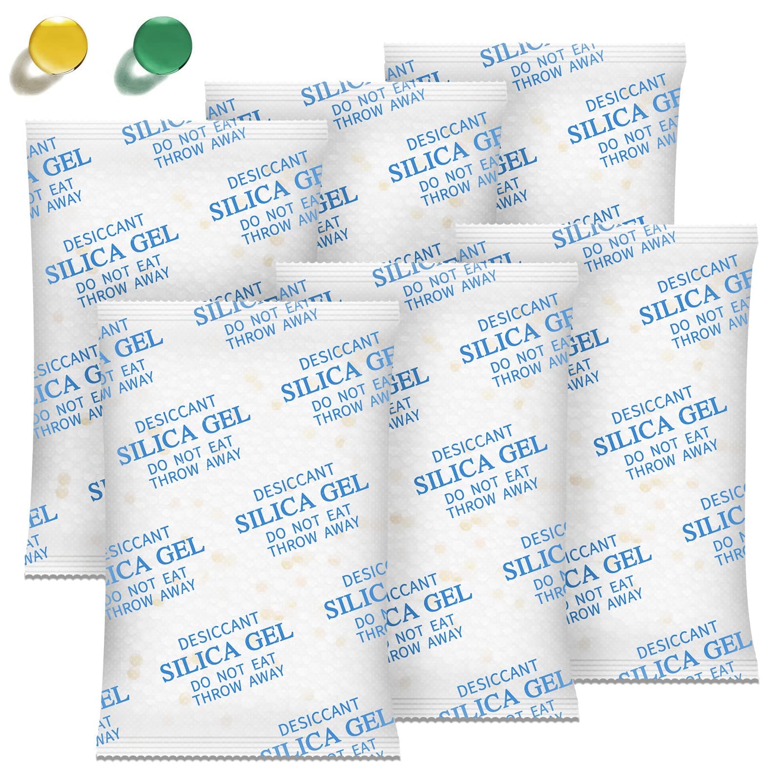 Silica Gel Packs – 100 Gram 16 Packs Desiccant, Moisture Absorbers for Food Storage with Color Indicating, Food Grade Silica Packets for Foods, Seeds, 3D Filaments, Electronics, Safes