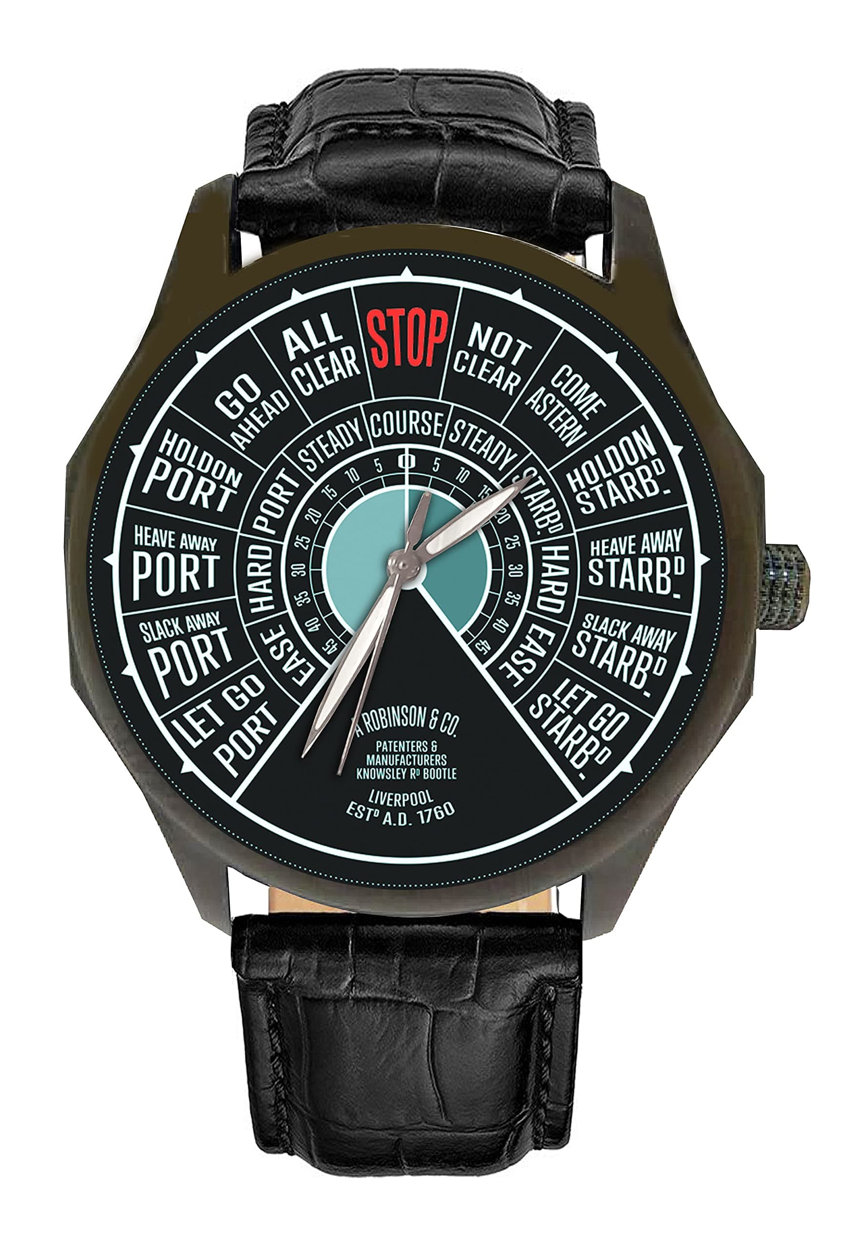 indofrance Vintage Style Ship Telegraph Dial Engine Room Art Solid Brass 40 mm Large Mens' Wrist Watch, Large