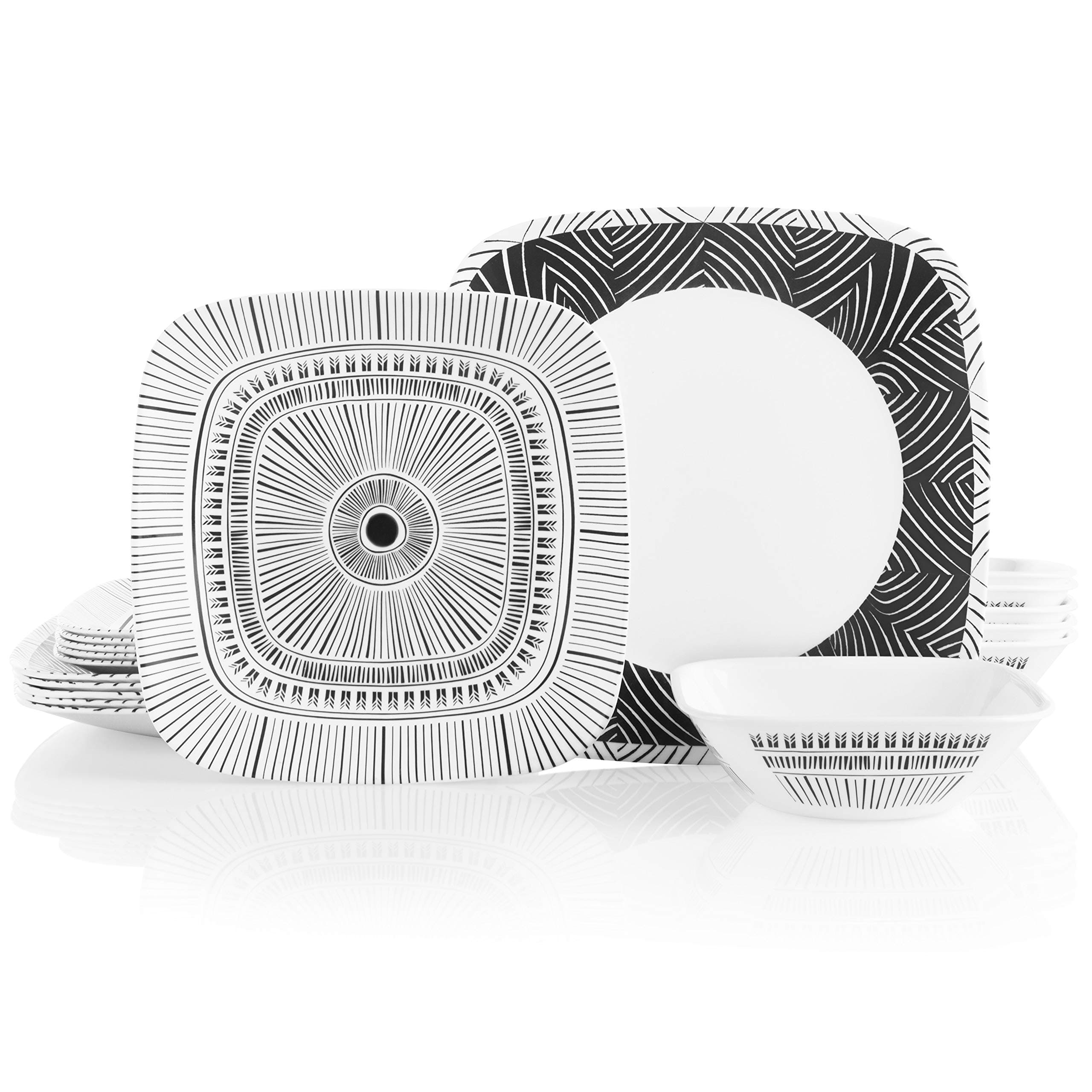 Corelle 18-Piece Service for 6, Chip Resistant Dinnerware Set, Imani, Model:18-Piece Dinnerware Set
